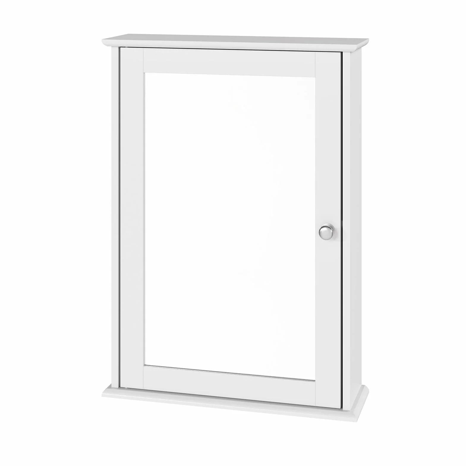 eSituro Szafka z lustrem, szafka łazienkowa z drzwiami, oszczędzająca miejsce szafka ścienna z regulowanymi półkami, biała, szer. 42 x 58,5 x 12 cm (szer. x wys. x gł.)