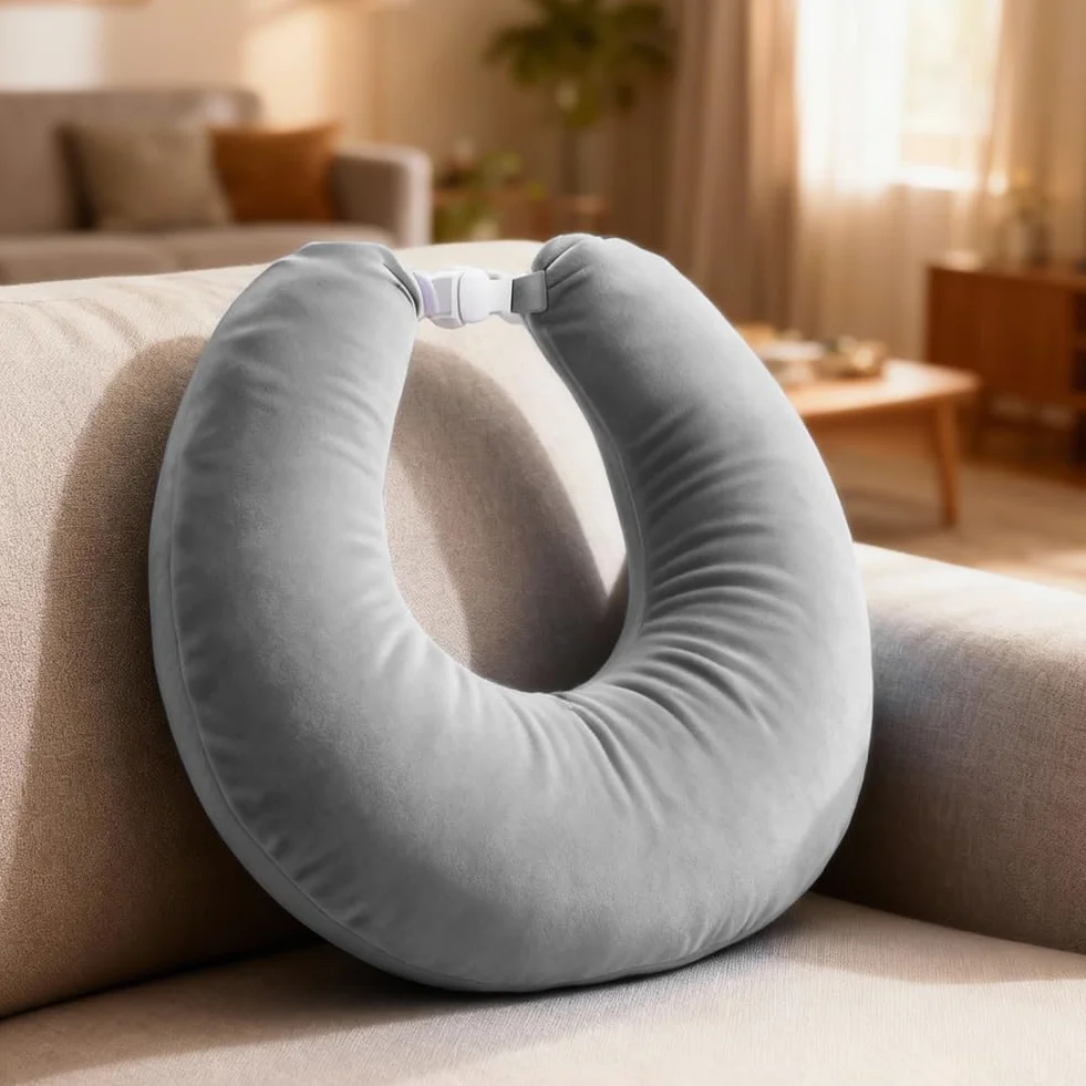 Ergonomiczna poduszka Crealis podpierająca do szydełkowania i gier, szara