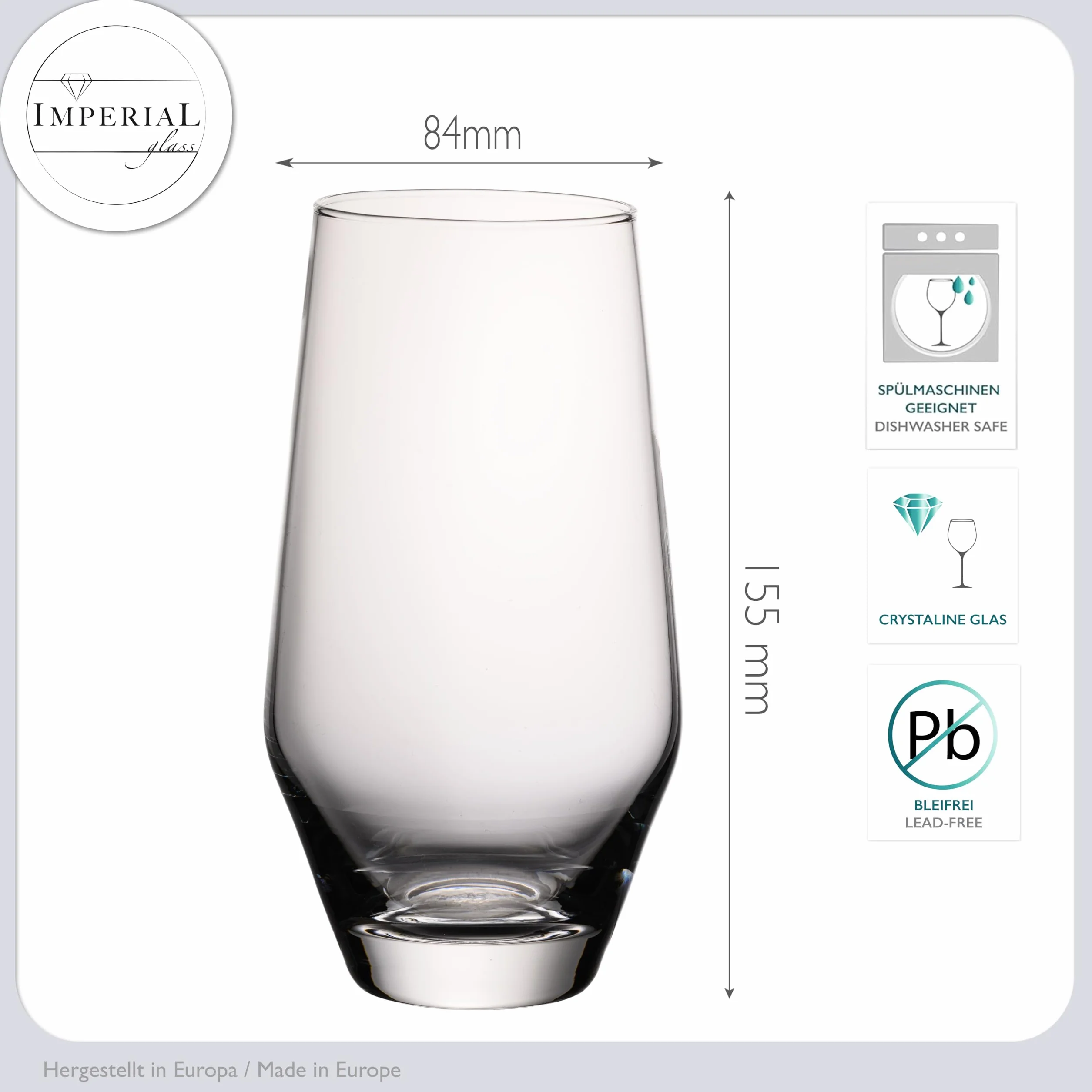IMPERIAL zestaw karafek i szklanek do picia ze szkła kryształowego "Rom" – 1 karafka 1680 ml + 6 szklanek 520 ml – ręcznie wykonana