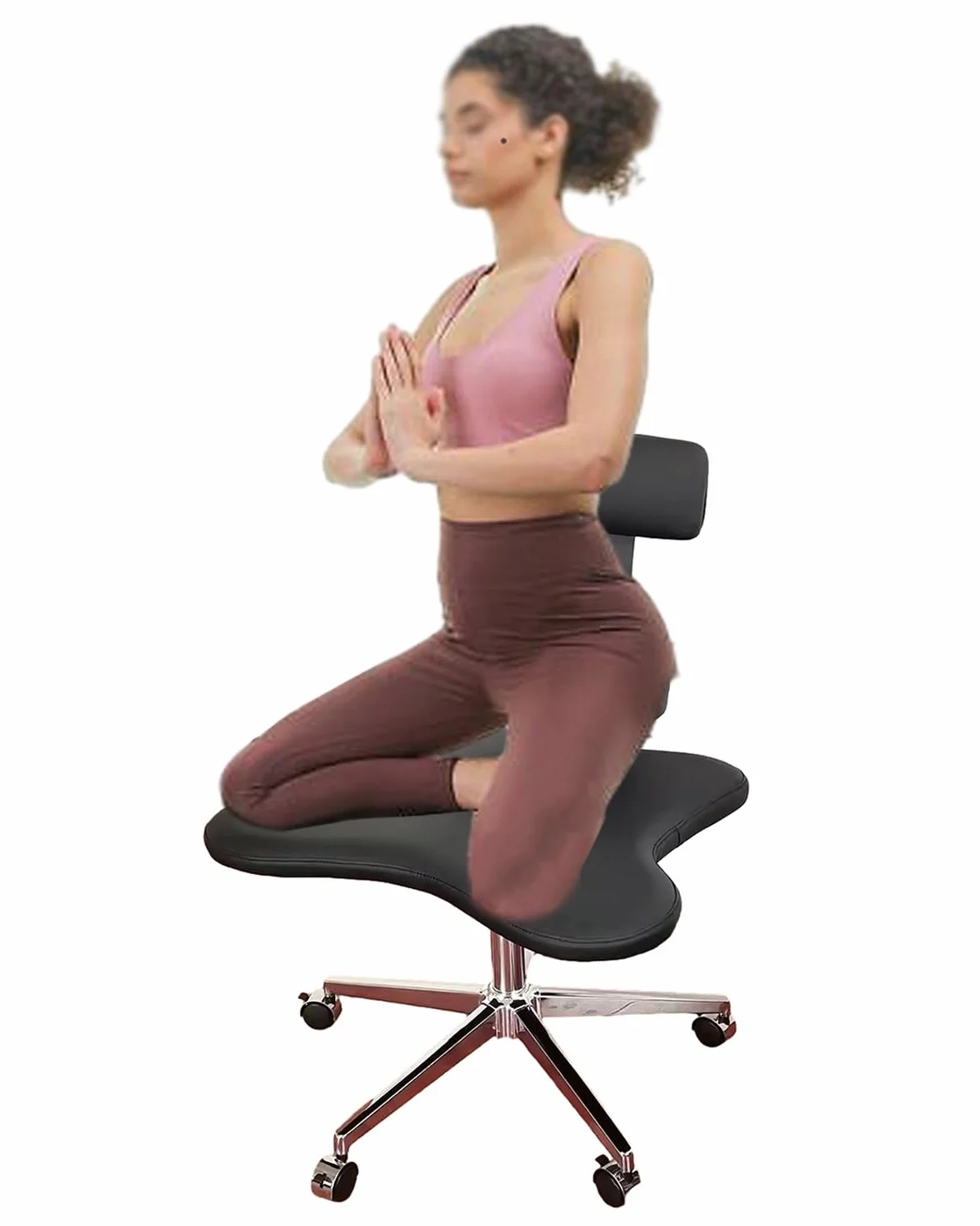 Krzesło Klęczące Stook Medytacyjny do Siedzenia, Ergonomiczne Regulowane Dzieci Dorośli Klęczące Biurko Krzesełka, ADHD Office Cross Nogaged Krzesło z Wsparciem Lędźwiowym (Size : Black)