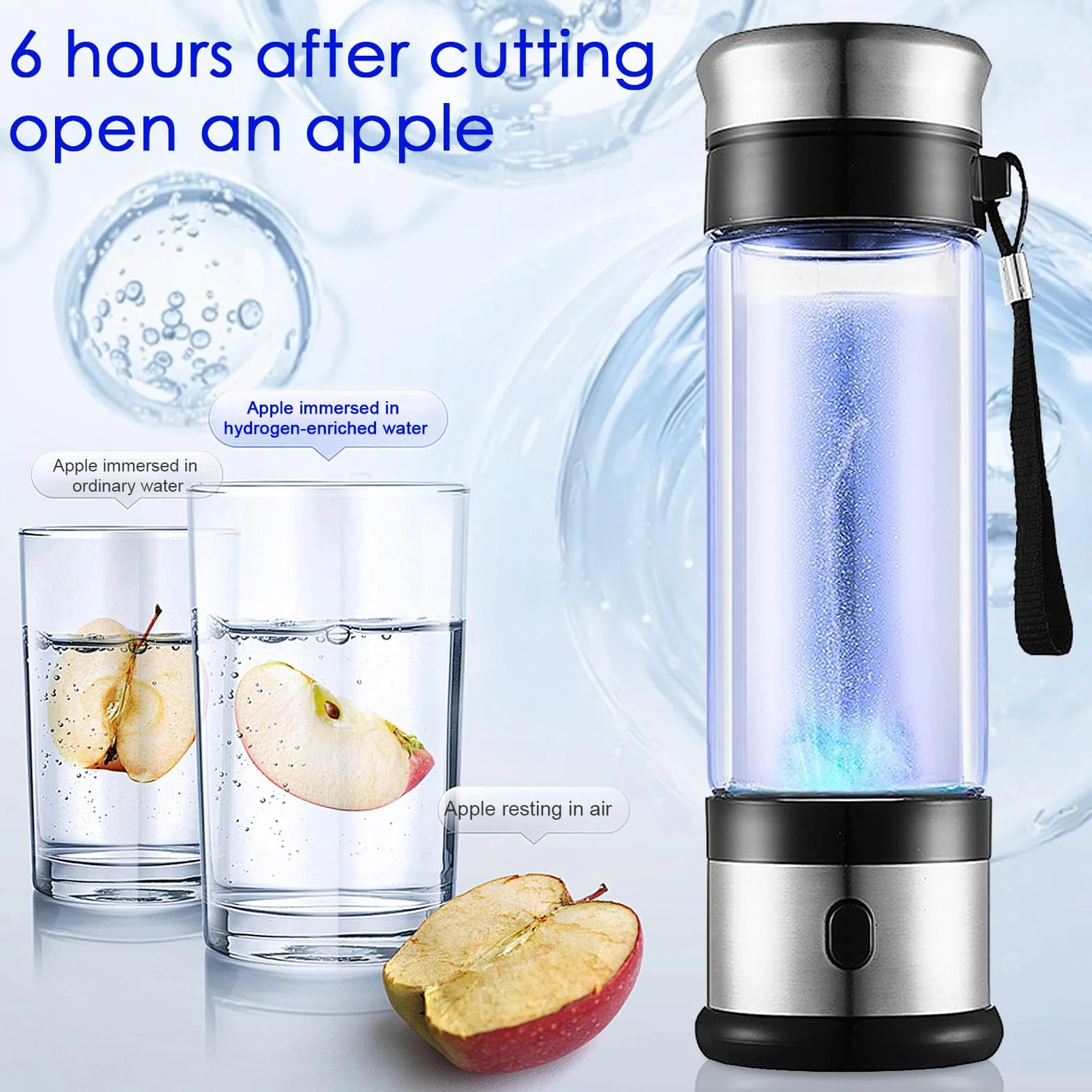 Przenośny generator wody wodorowej do wody pitnej, technologia SPE PEM, jonizator wody, generator butelek z wodorem, jonizator USB, maszyna do wody wodorowej i producent (350 ml, biały B)