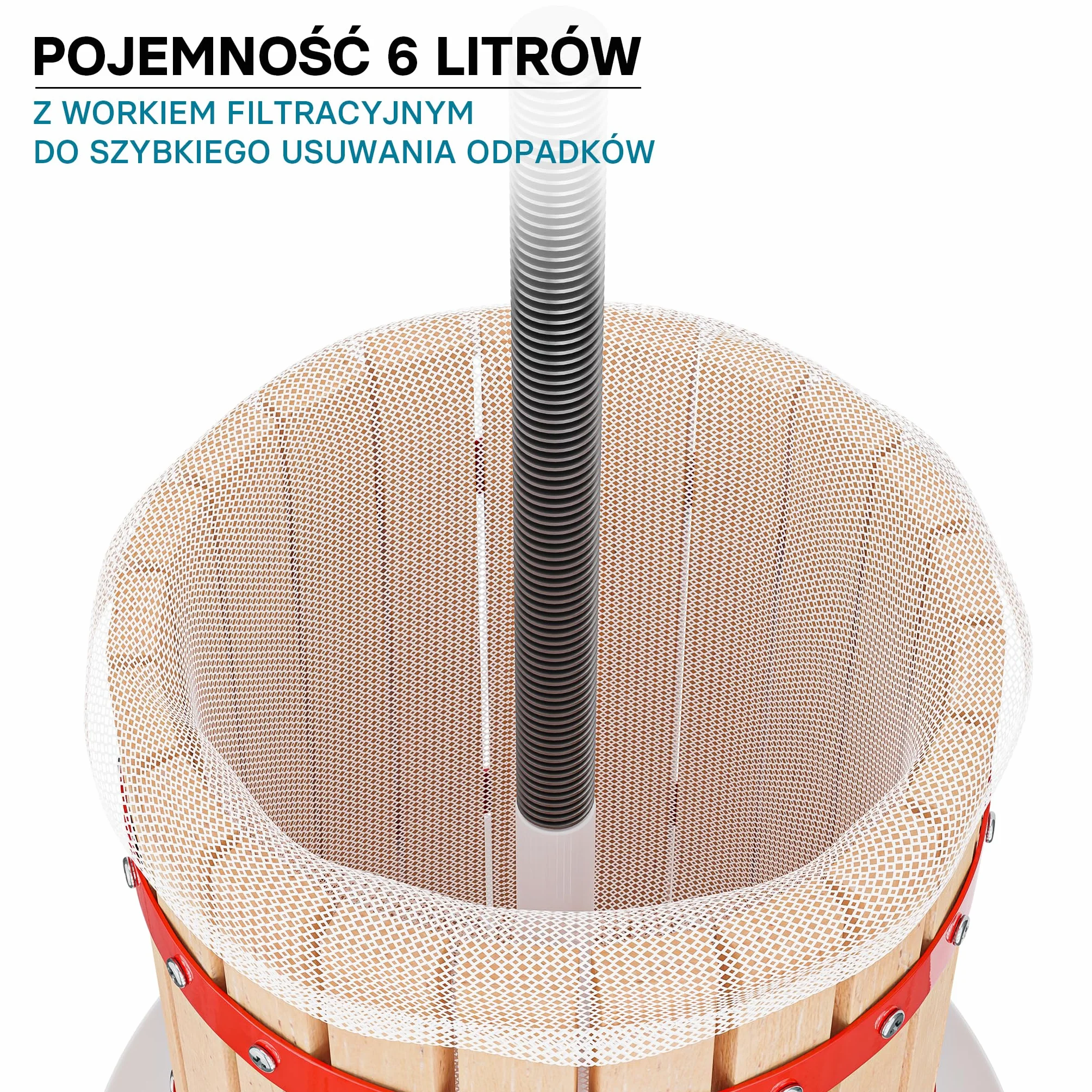 Wiltec Drewniana prasa do owoców 6 litrów, ręczna śrubowa wyciskarka do soków