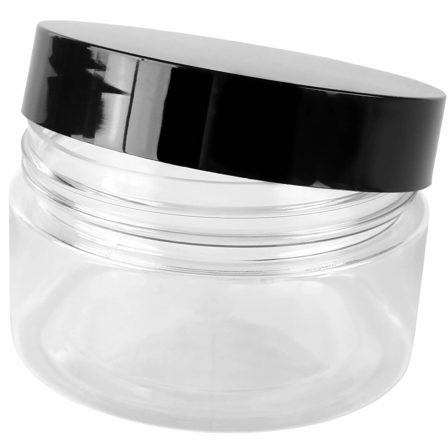 24 pojemniki na zapasy z tworzywa sztucznego PET, 100 ml, przezroczyste pojemniki z czarną pokrywką, 7,1 x 4,2 cm, hermetyczne pojemniki do przechowywania kosmetyków, słodyczy, przypraw