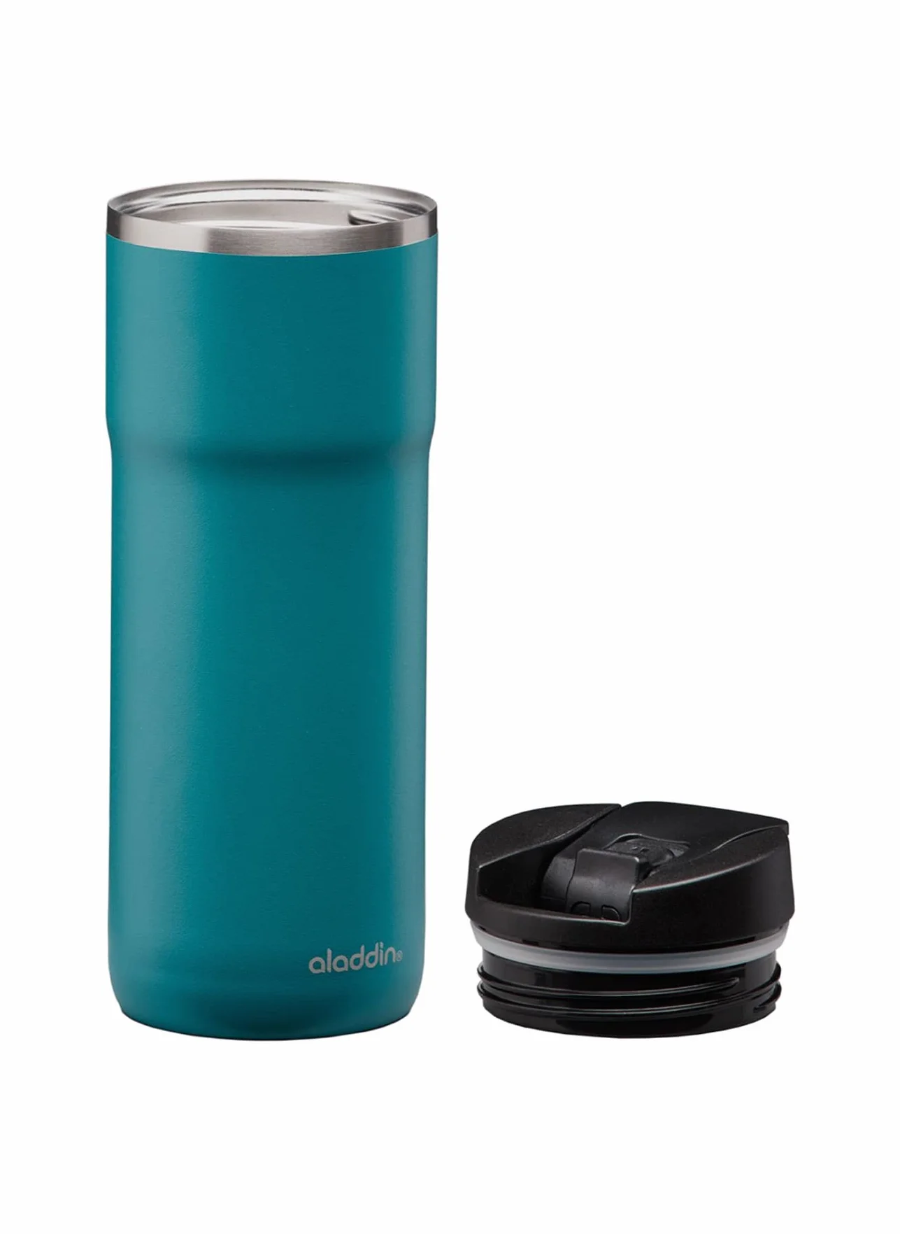 Aladdin Barista Café Travel Mug 0.47L Aqua Blue – Szczelny - Kubek z izolowanymi próżniowo podwójnymi ściankami - Utrzymuje ciepło przez 4 godziny - Bez BPA - Do mycia w zmywarce