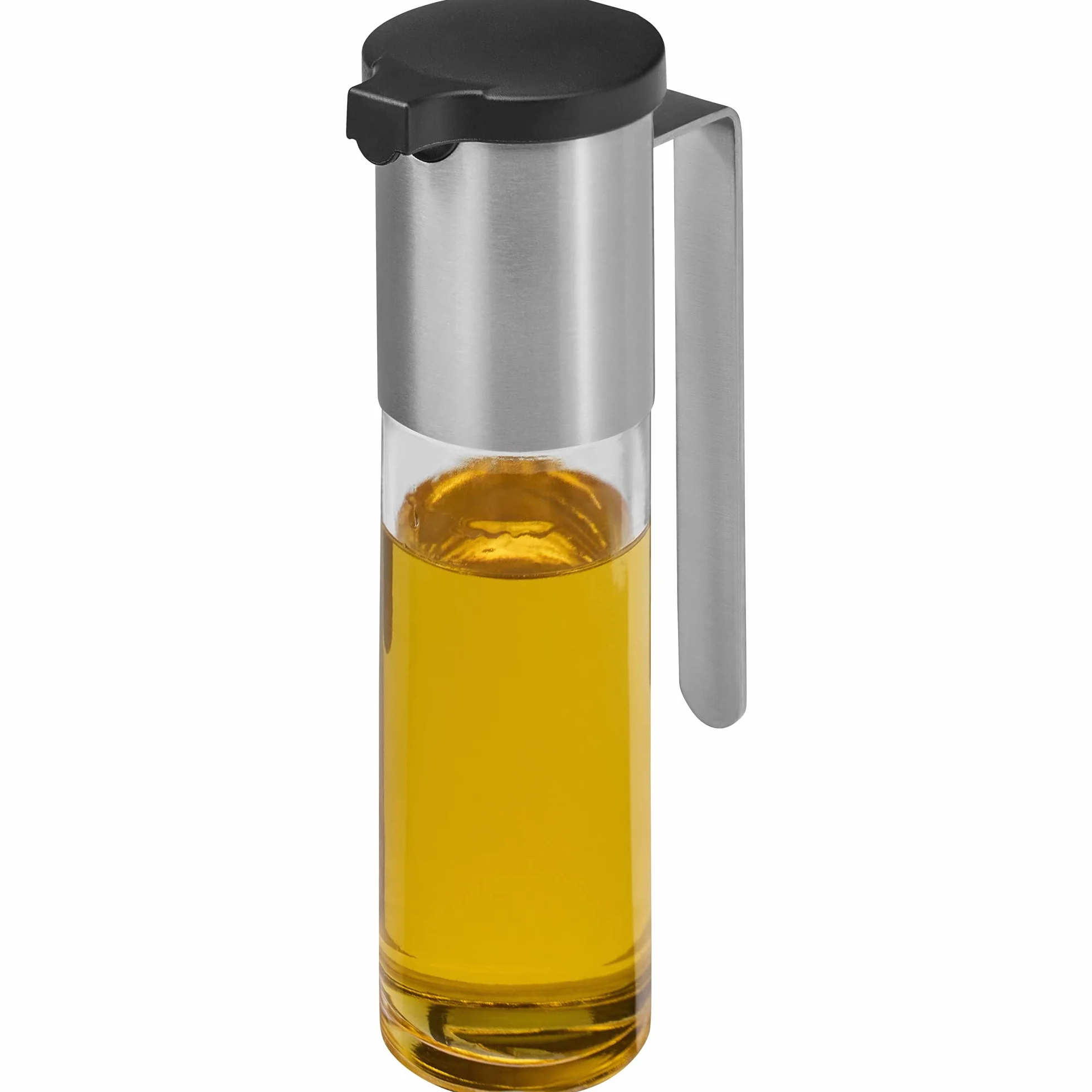 WMF Podstawowy dozownik octu i oleju 120 ml, dozownik octu i oleju z pokrywką aromatyczną, otworem zwrotnym, szklanym pojemnikiem, matowana stal nierdzewna Cromargan