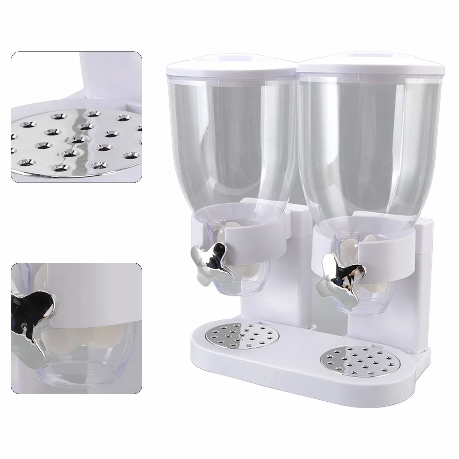 AMONIDA Podwójny Dozownik Płatków śniadaniowych, Szczelnie Zamykany, do Przechowywania w kuchni. Materiał ABS 7L (WHITE)