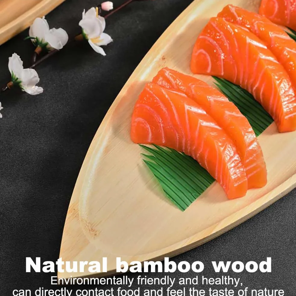 Drewniany talerz Sushi Sashimi w kształcie japońskiego liścia | talerz z przekąskami, kreatywny wystrój stołu w restauracji, wklęsły, antypoślizgowy serwer na jedzenie