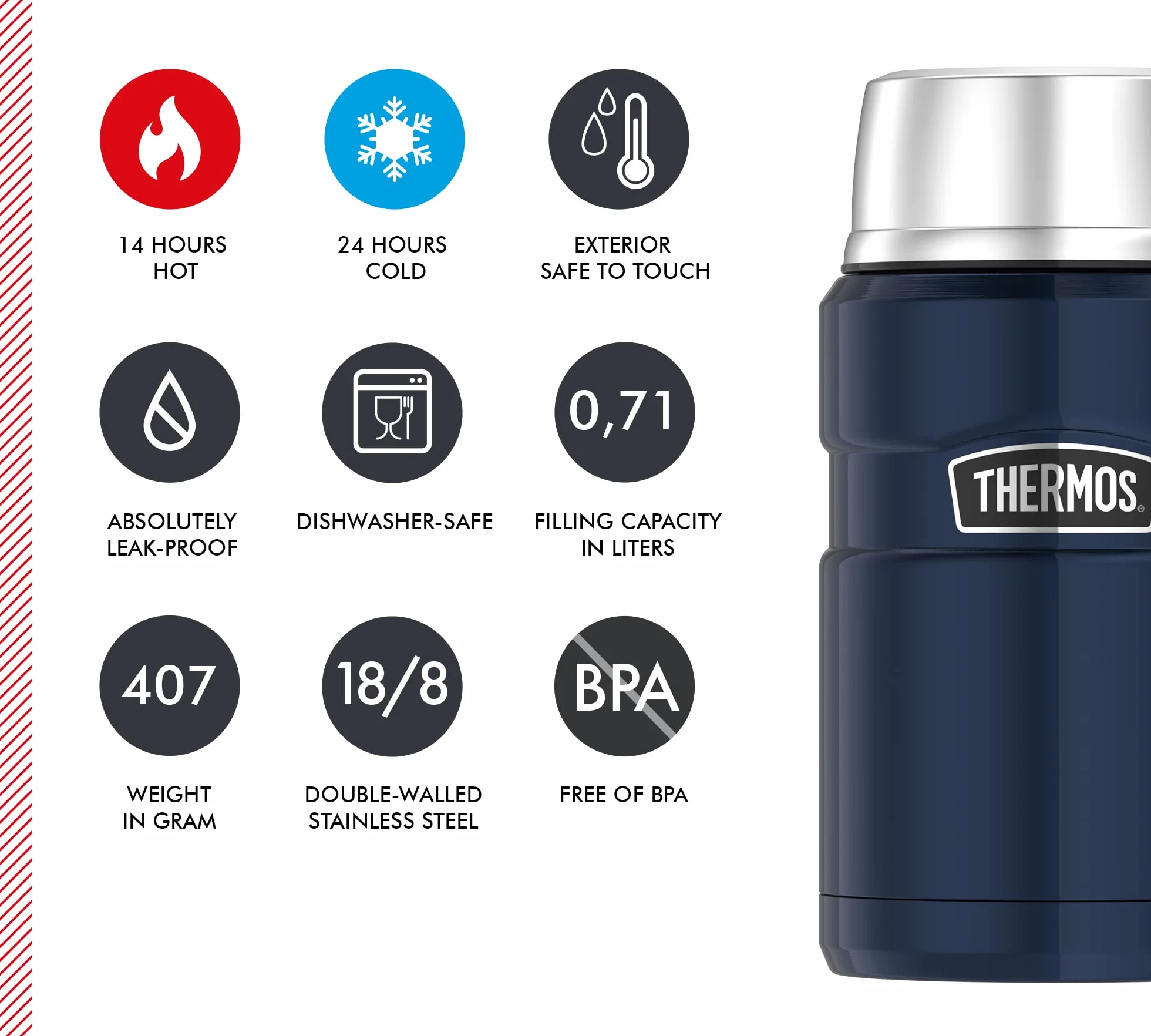 THERMOS Pojemnik termiczny do jedzenia 710 ml stal nierdzewna szczelny