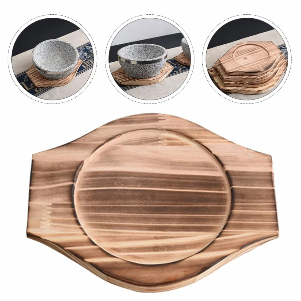 2 szt. Koreański Dolsot kamienna miska drewniana podstawa Bibimbap miska drewniana mata gorący garnek trójnóg podkładka pod garnek taca na garnki podstawka pod ciepło dla domu Dolsot garnek 21,4 * 17