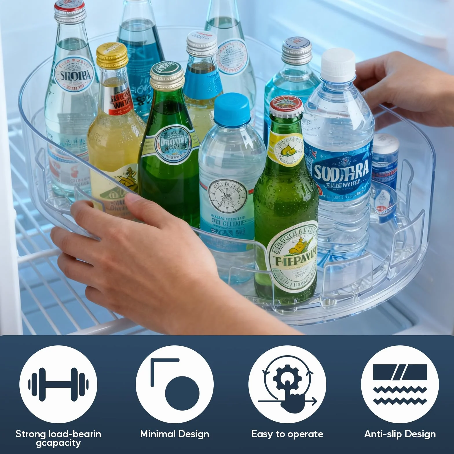 1 sztuka Lazy Susan talerz obrotowy do lodówki, 360° obrotowy mały talerz obrotowy organizer przezroczysty obrotowy blat do lodówki owalny na butelki z przyprawami, butelki z kondimentem