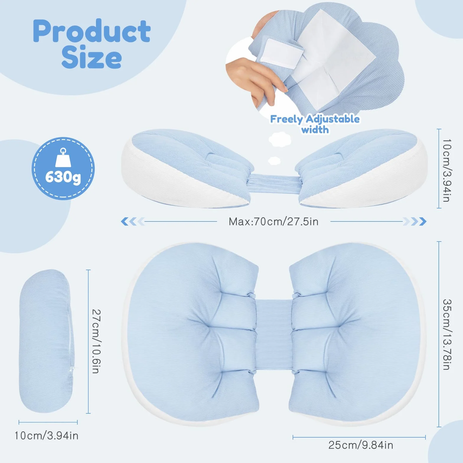 Pregnancy Pillow for Sleeping, do spania na bóle pleców, regulowana i przenośna poduszka do ciała dla kobiet i osób śpiących na boku