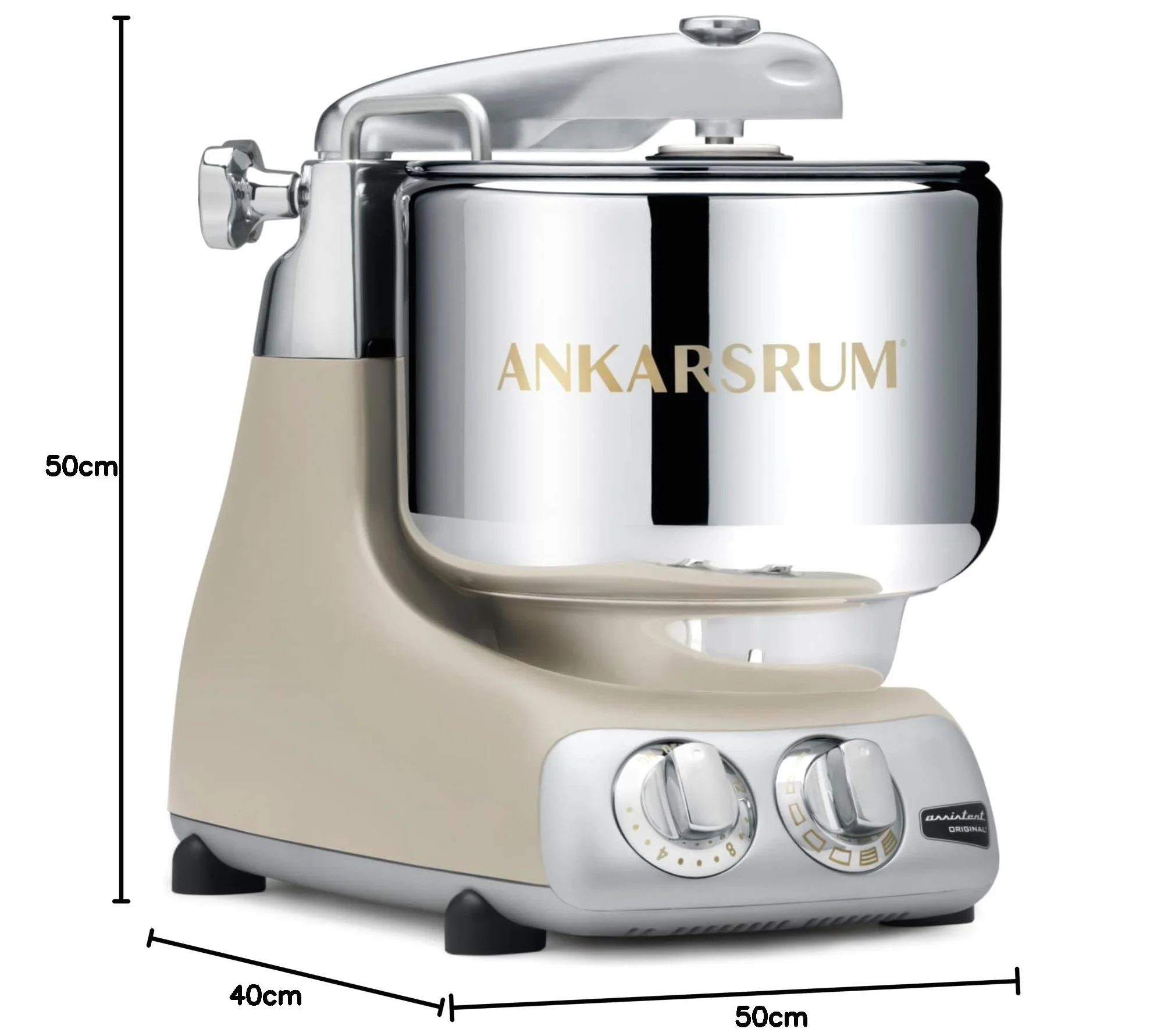 Ankarsrum Assistent 6230 Harmony Beige – 1500 W, miska ze stali nierdzewnej 7 l, aluminium z recyklingu, ręcznie wykonana w Szwecji, wytrzymała i wszechstronna