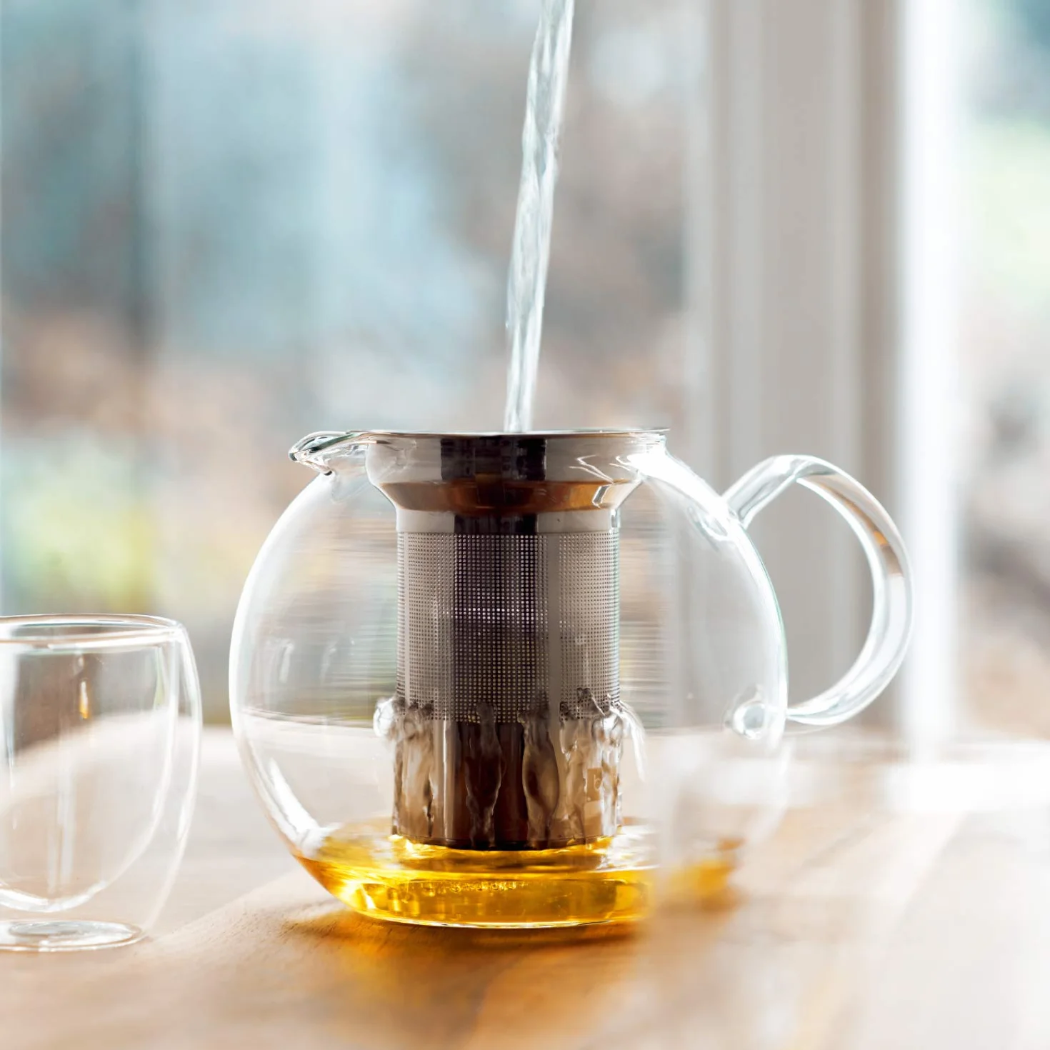 Bodum 1801-16 ASSAM prasa do herbaty, filtr stały, szklany uchwyt, 1,0 l/963.9 g - czarny/przezroczysty, stal nierdzewna