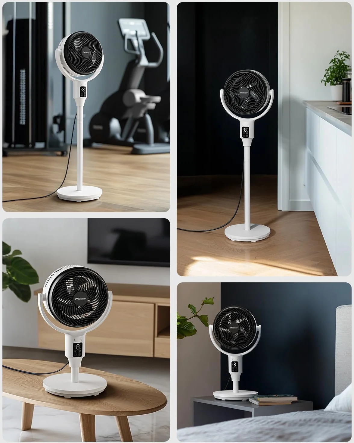 Wentylator kolumnowy Pro Breeze 109 cm – 29 dB Supercichy – Wyświetlacz LED, Pilot, 2 Tryby Chłodzenia, Ruch Pionowy i Poziomy – Energooszczędny – Dom i Biuro