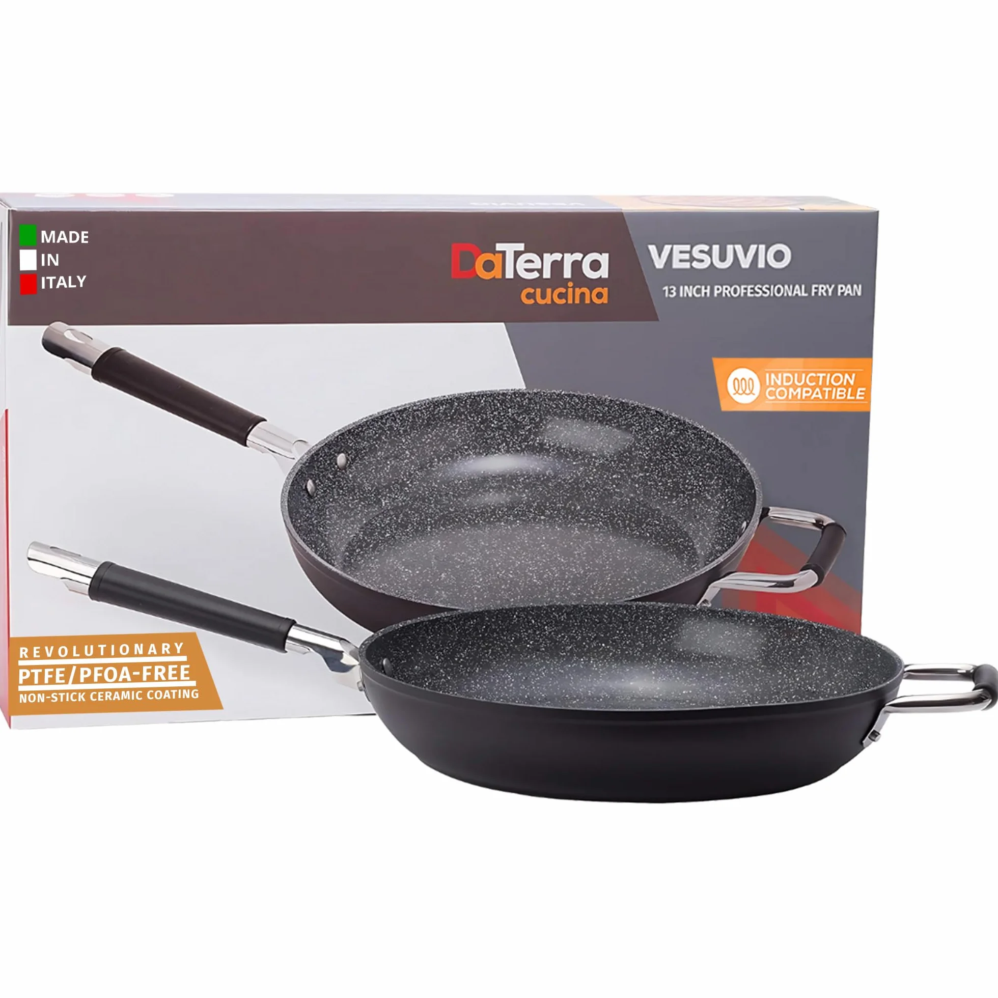 DaTerra Cucina 33 cm nieprzywierająca ceramiczna patelnia - wyprodukowana we Włoszech - nadaje się do piekarnika - odporne na wysokie temperatury naczynia nieprzywierające - wolne od PTFE, kadmu