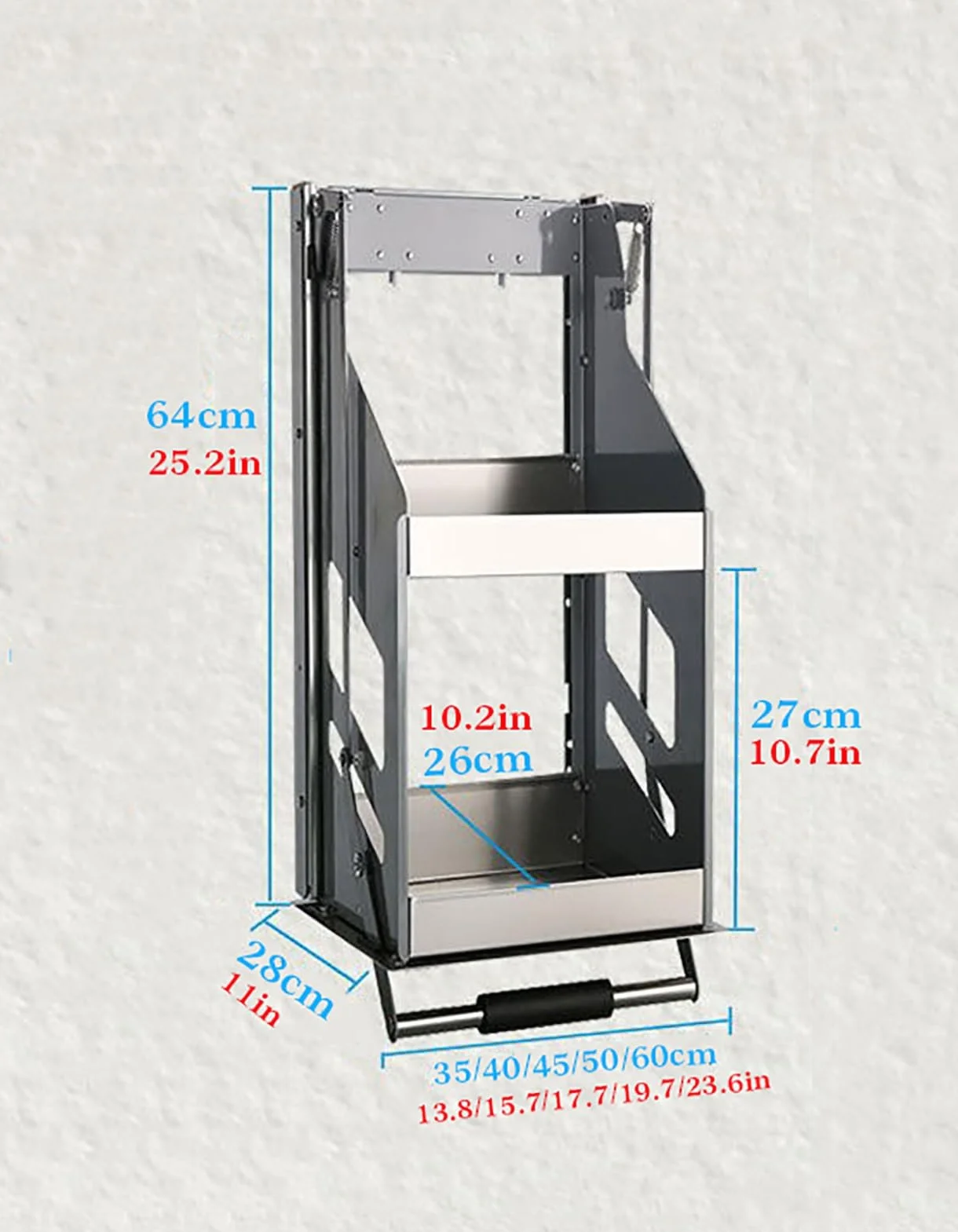 2-poziomowa wysuwana szafka z organizerem z piankowym uchwytem, opuszczana półka, wysuwana półka na naczynia i przyprawy, dwupoziomowa spiżarnia ścienna, szafka 50 cm, wy,40cm Cabinet H 62cm