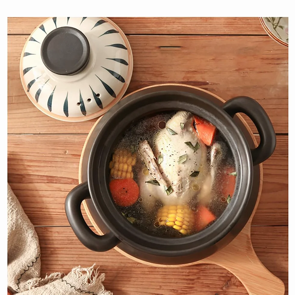 Ceramiczny czarny garnek gliniany do zapiekania z pokrywką(3.5l)
