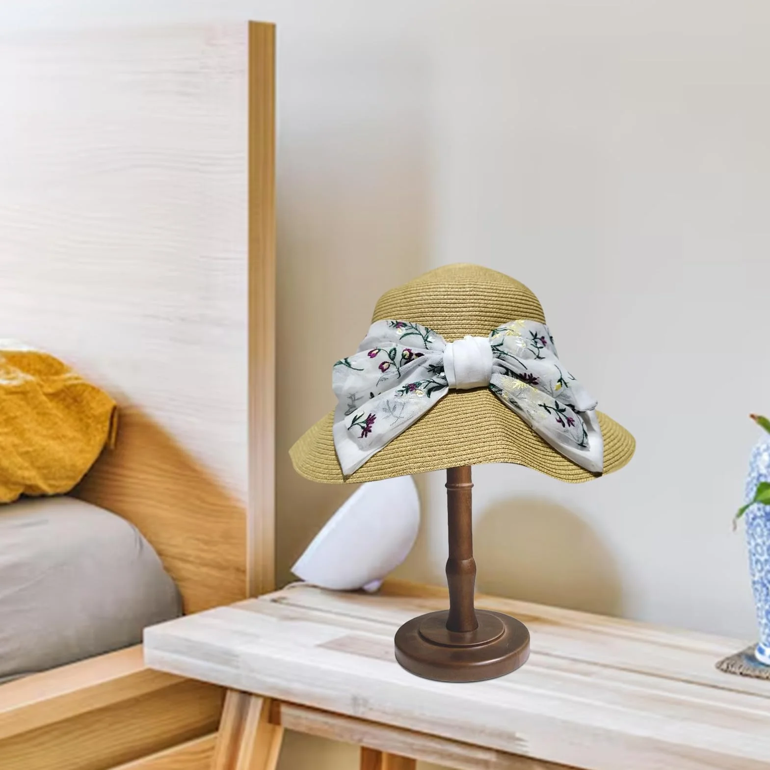 Stojak na kapelusze w stylu vintage rustykalny brązowy stojak ekspozycyjny na kapelusz stołowy organizer na kapelusze kowbojskie uchwyt na perukę i kask stojaki na szafę, wystrój domu, mały