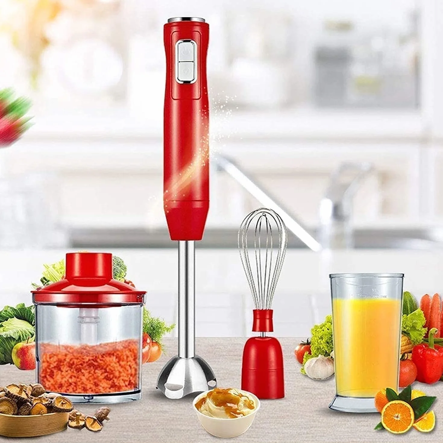 Blender ręczny, blender ręczny, 9-biegowy blender ręczny do wielu zastosowań, blender ręczny ze stali nierdzewnej 304, bez BPA, narzędzie kuchenne