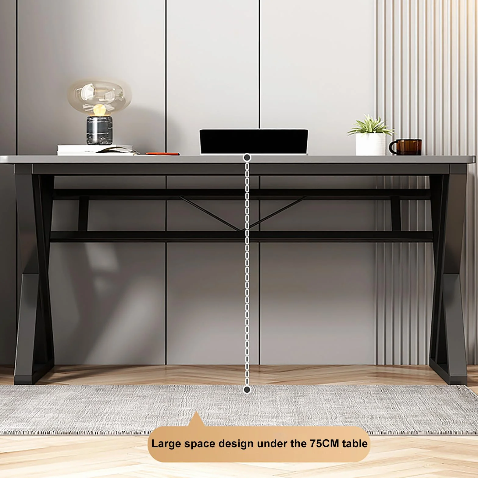 Duże nowoczesne przemysłowe biurko komputerowe – ergonomiczna drewniana stacja robocza do gier do domowego biura, gabinetu kierowniczego i konferencji, stylowy design dla zwiększonej produktywności