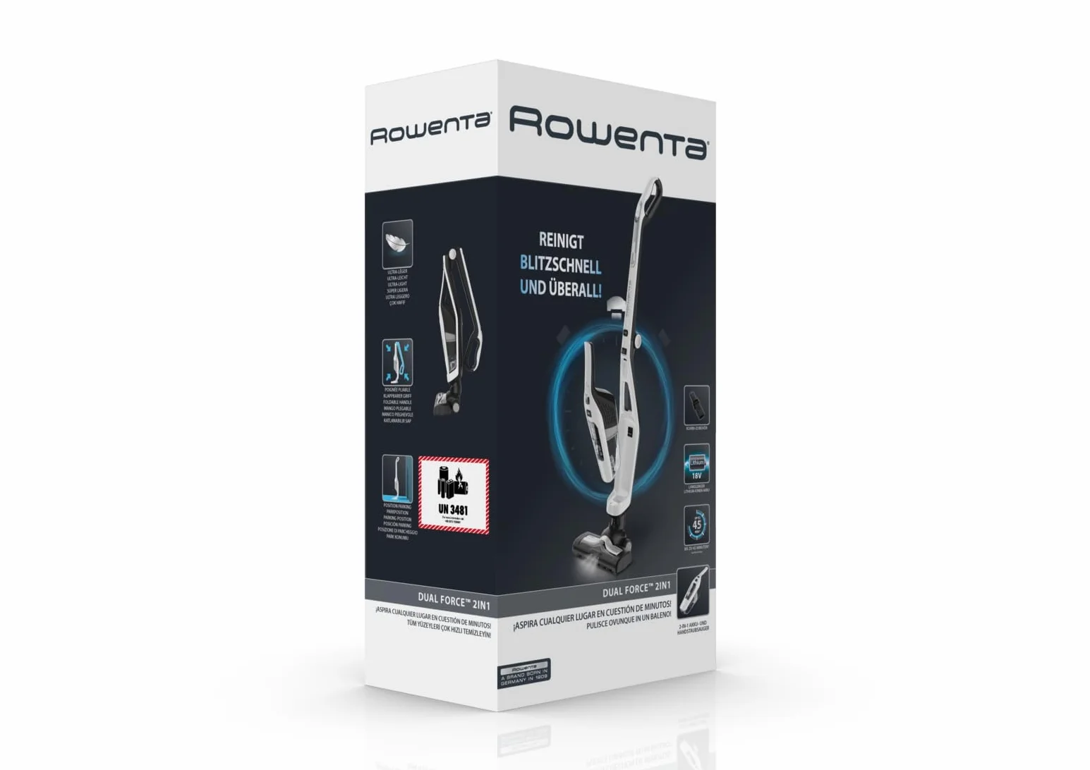 Rowenta Dual Force Odkurzacz Akumulatorowy, Biały/Czarny, 2.5 kg