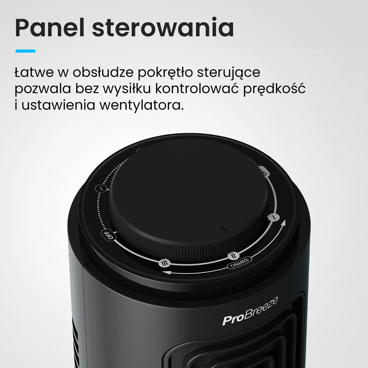 Pro Breeze Mały Wiatrak Stołowy, Mini Wentylator na Biurko, Biurowy Chłodzący Cichy Mocny, Wysokość 32cm, z Automatyczną Oscylacją 70°, Wieżowy Kolumnowy do Sypialni Gabinetu Biura, 45W, Czarny