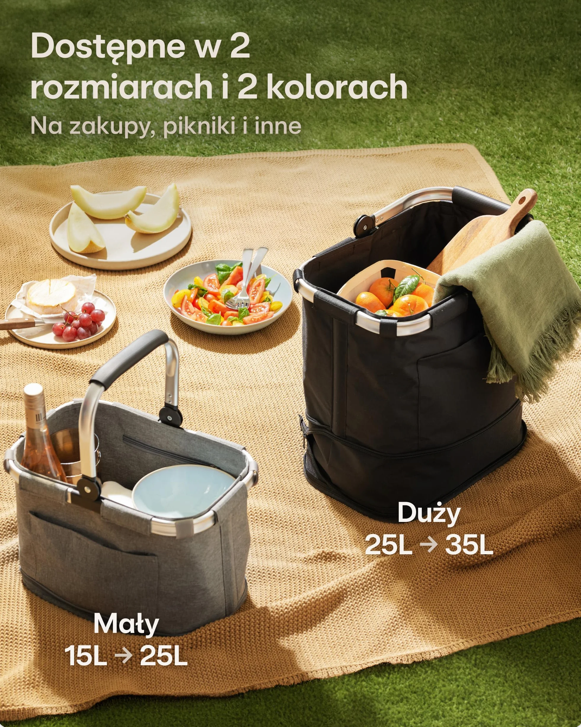 Praknu Składany Kosz na Zakupy Duży – 2 w 1 Rozszerzany z 25L do 35L – Zmywalna Tkanina – Stabilny dzięki Aluminiowej Ramie i Wzmocnionemu Dnu – Dodatkowe Kieszenie wewnątrz i na zewnątrz – Czarny
