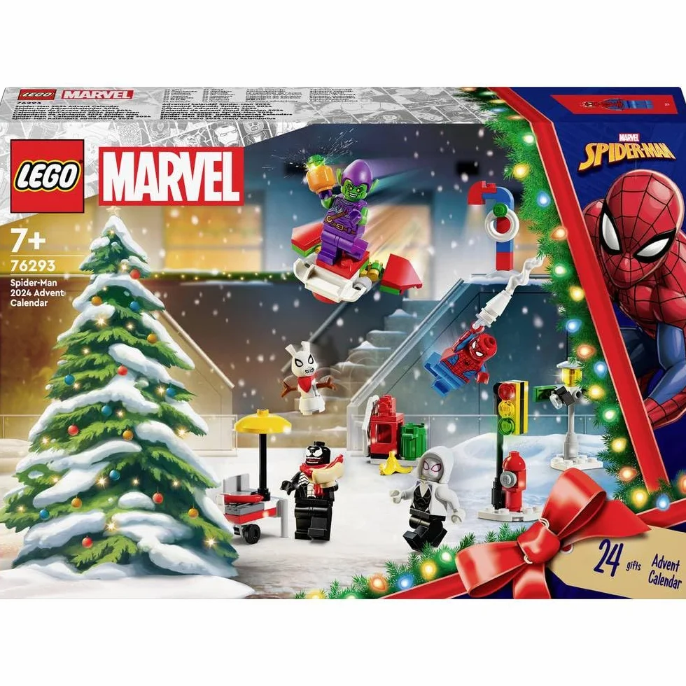 LEGO Marvel Spider-Man Kalendarz adwentowy 2024, Małe Zabawki dla Dzieci do Zbudowania z Superbohaterami, Pomysł na Prezent Świąteczny i na Mikołajki dla 7-latka, dla Chłopca i Dziewczynki, 76293
