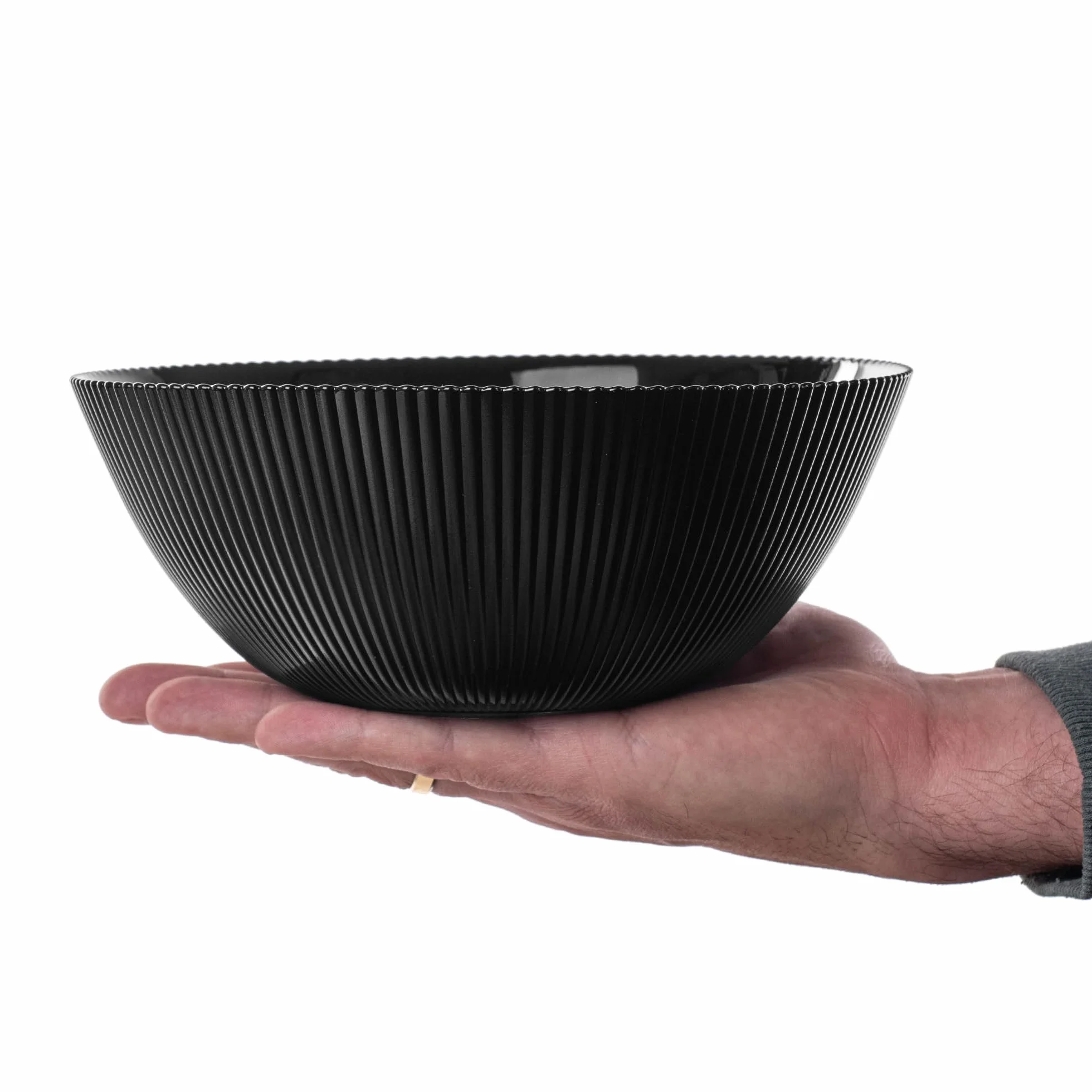 KADAX Miska do sałaty 20 cm, 1 sztuka, czarna miska ze szkła opalowego, idealna jako miseczki na musli, miski na zupy, salaterki, miseczki deserowe lub miski do serwowania (czarne)