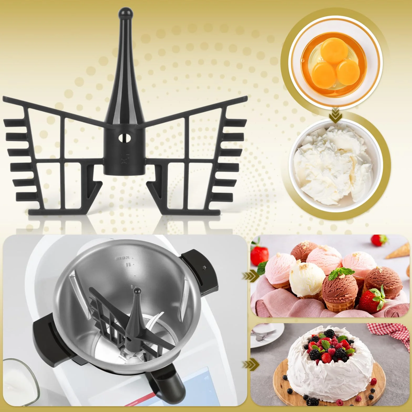 Trzepaczka motylkowa dla Monsieur Cuisine connect i smart LIDL Silvercrest, trzepaczka do miksera kuchennego, idealna do przygotowywania kremowych deserów