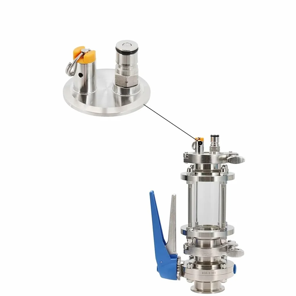 5 cm Tri-Clamp sucha pokrywa leja z 17 PSI PRV i słupkiem gazowym z blokadą kulową - niezbędna do fermentorów domowych do zaparzania, akcesoria do kegeratora, 1 sztuka