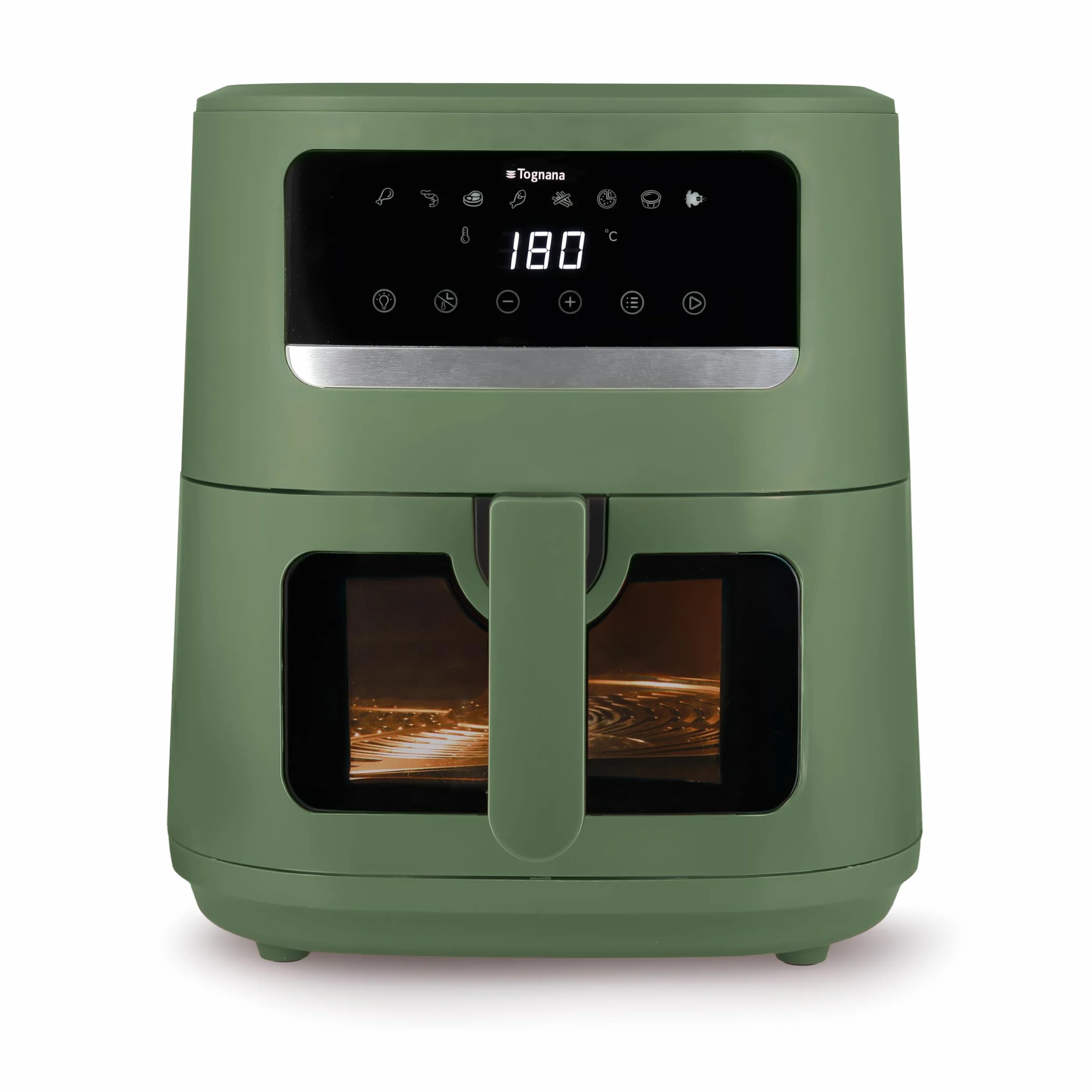 Tognana Iridea, frytkownica powietrzna, 8 l, podwójny opór, wyświetlacz cyfrowy, timer, 80-200°C, okno, 2000 W, szałwia zielona