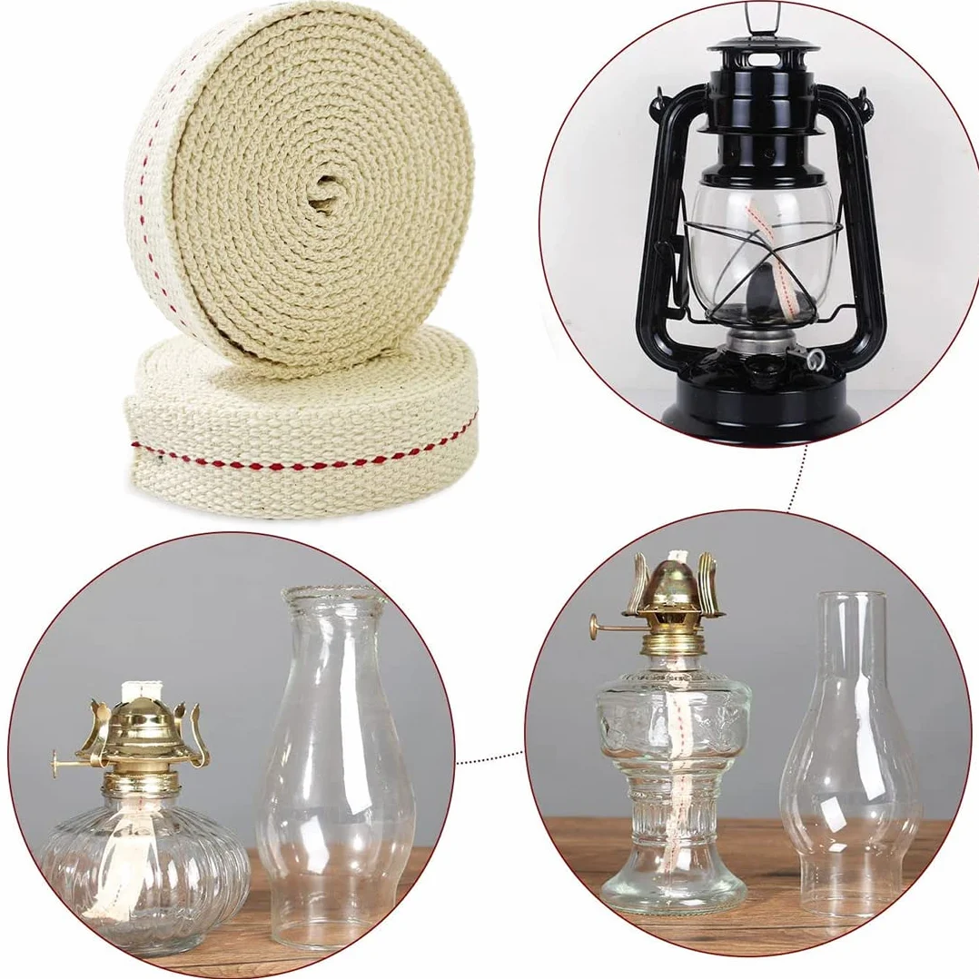 Lampa olejowa, knot do lamp olejowych, zapasowy knot płaski, bawełniany, knot do oświetlenia palnika naftowego (2 rolki)