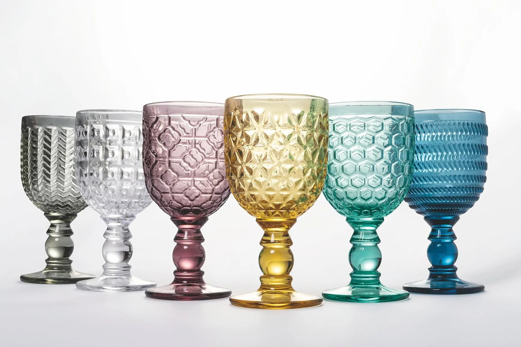 Villa D’Este Home Tivoli Geometria Zestaw Kielichów, Material, Wielokolorowy, 6 sztuk x 280 ml