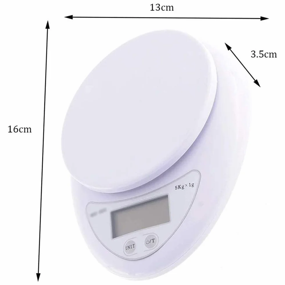 Wlectronic cyfrowa waga spożywcza 5000 g/1 g waga elektroniczna, przenośna mini stal nierdzewna podświetlany cyfrowy wyświetlacz LCD jedzenie kuchnia pocztowa waga