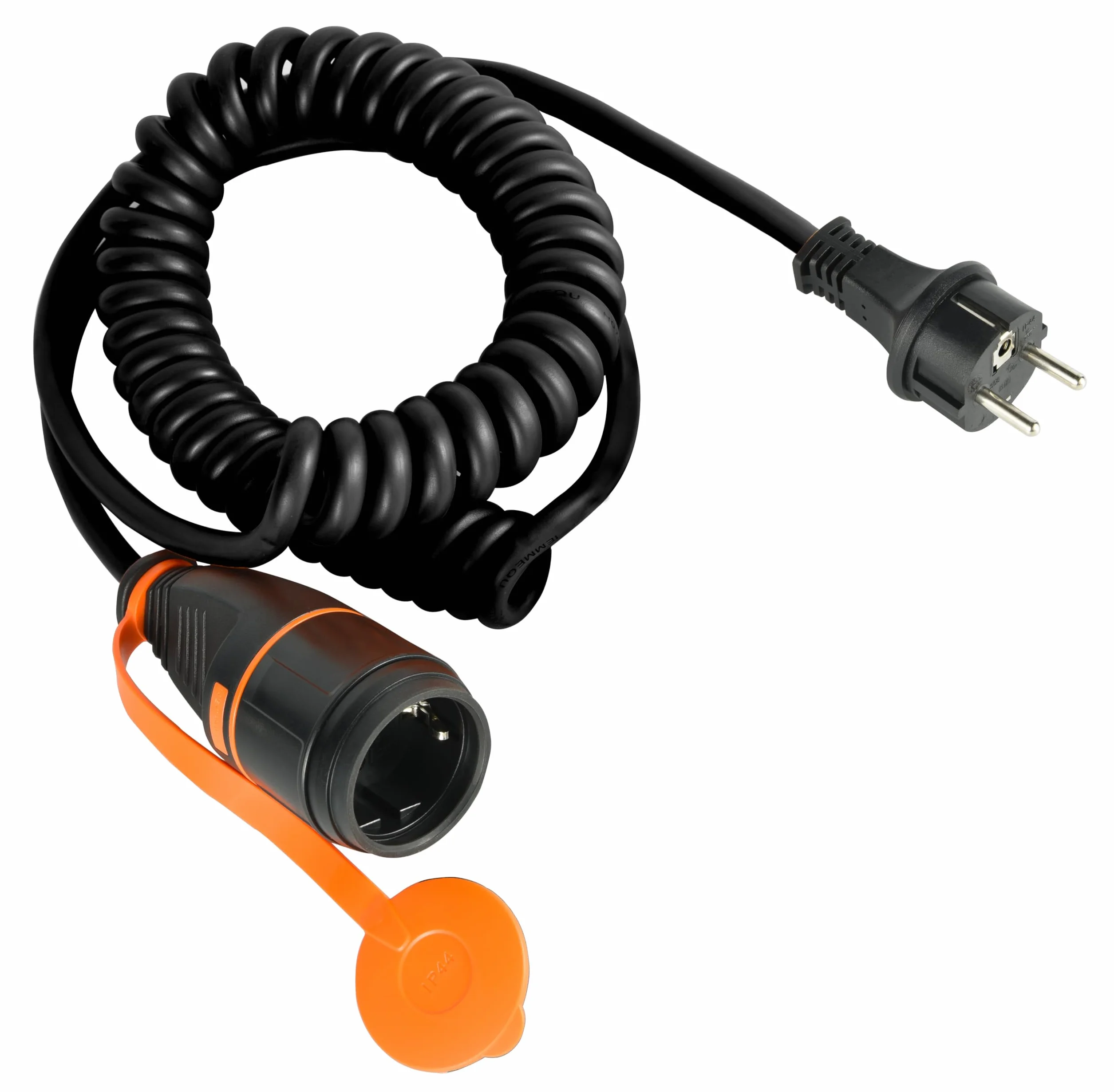 Electraline 01745 Przedłużacz spiralny 5M 3G1.5 z gniazdem Electralock, system blokujący zasilania, ponieważ przypadkowo odłączony jest podłączony do urządzenia, specjalny kabel H07BQ-F, IP44