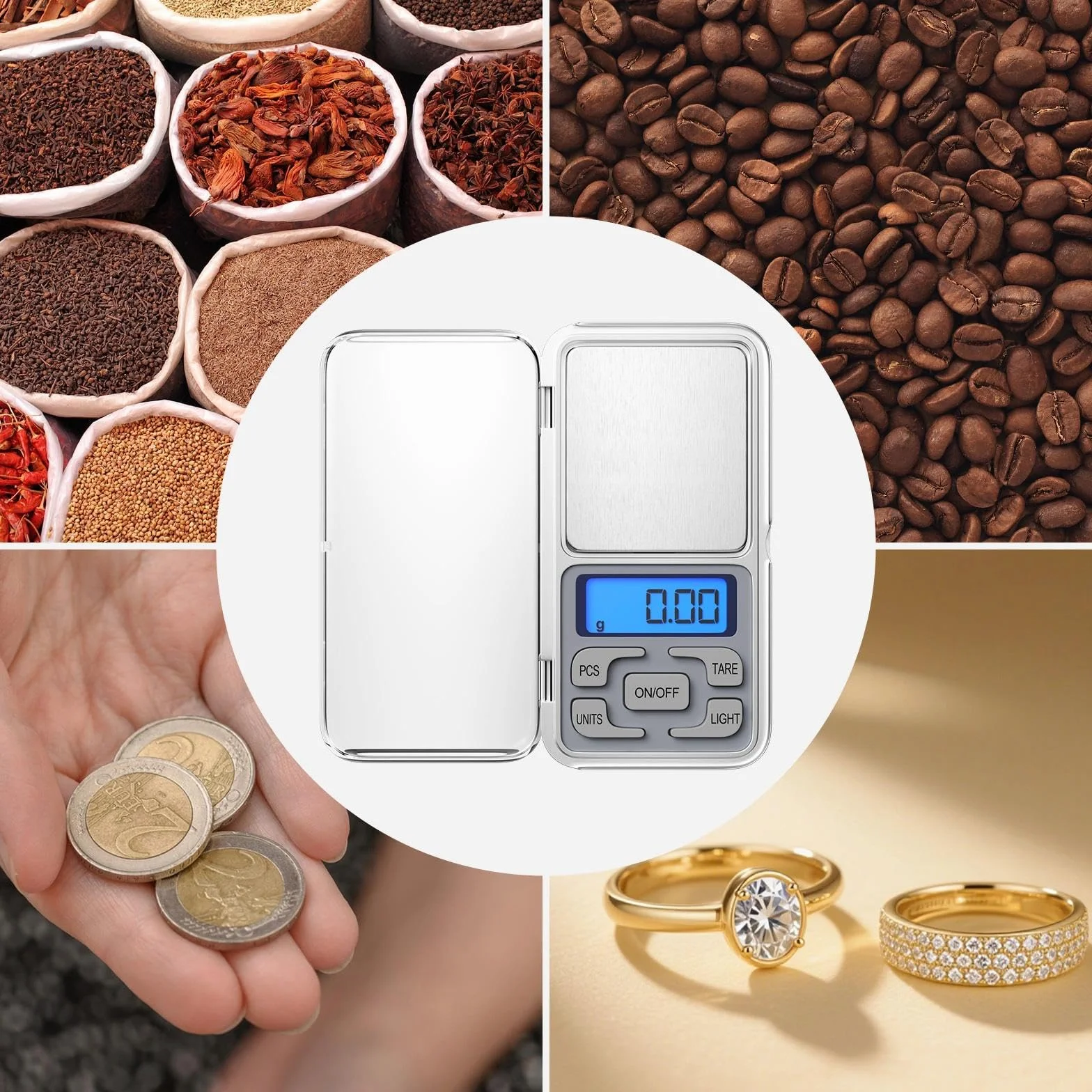 Gvolatee Cyfrowa mini waga, cyfrowa waga kuchenna, kroki 0,01 g(do 500 g)