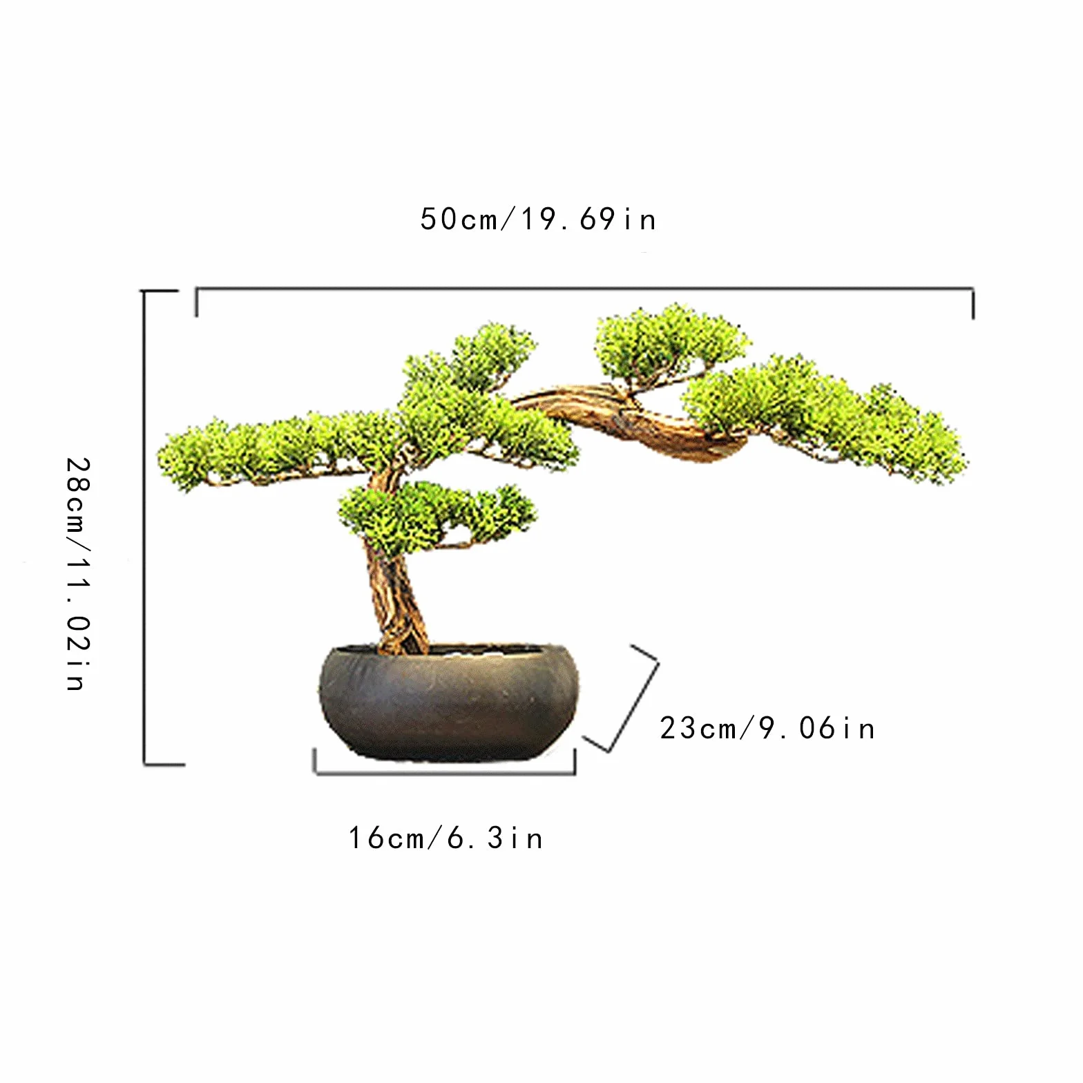 Sztuczne Bonsai 11 cali sztuczne drzewko sosnowe Bonsai, realistyczne sztuczne dekoracje roślinne, sztuczne rośliny doniczkowe, do ekspozycji na biurku, dekoracje do ogrodu Zen Sztuczne dekoracje rośl