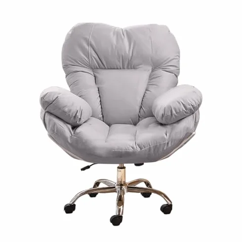 Ergonomiczne krzesło dla graczy z podnóżkiem, leżanka, krzesło biurowe, do sypialni i gabinetu, regulowane oparcie, wygodne, jasnoszare, krzesło komputerowe