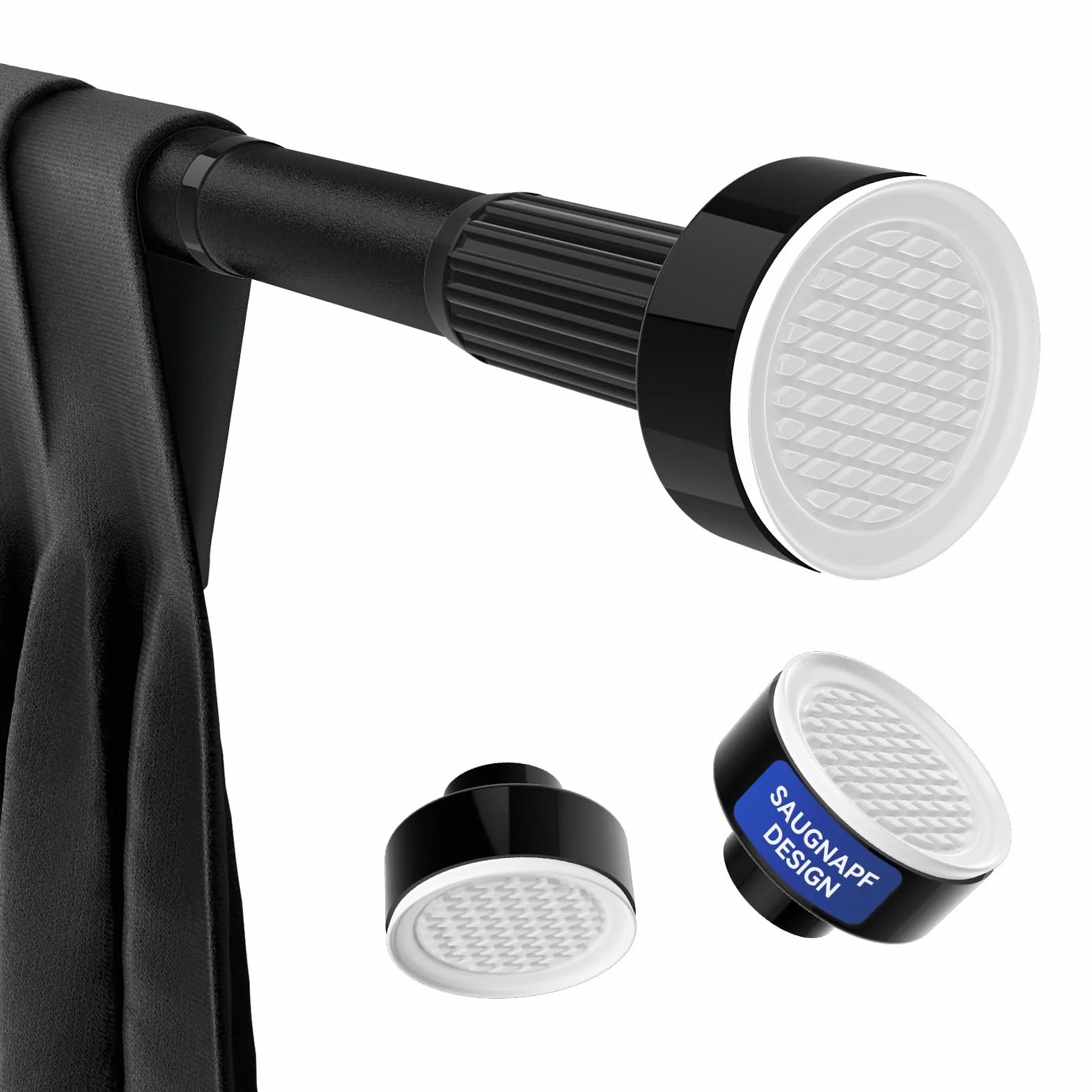 Vista Drążek teleskopowy 210-300 cm, drążek napinający, średnica 32 mm, czarny karnisz bez wiercenia, zacisk, funkcja antypoślizgowego i blokującego do zasłon, okna
