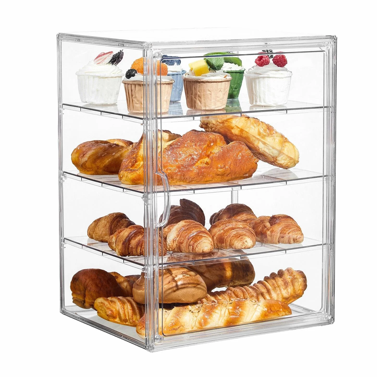 Generisch Bakery Display Case, regulowany przezroczysty akrylowy pojemnik, duży pojemnik na chleb z bezpieczną pokrywką, przezroczysty pojemnik na żywność z łatwym dostępem, organizer na blat o