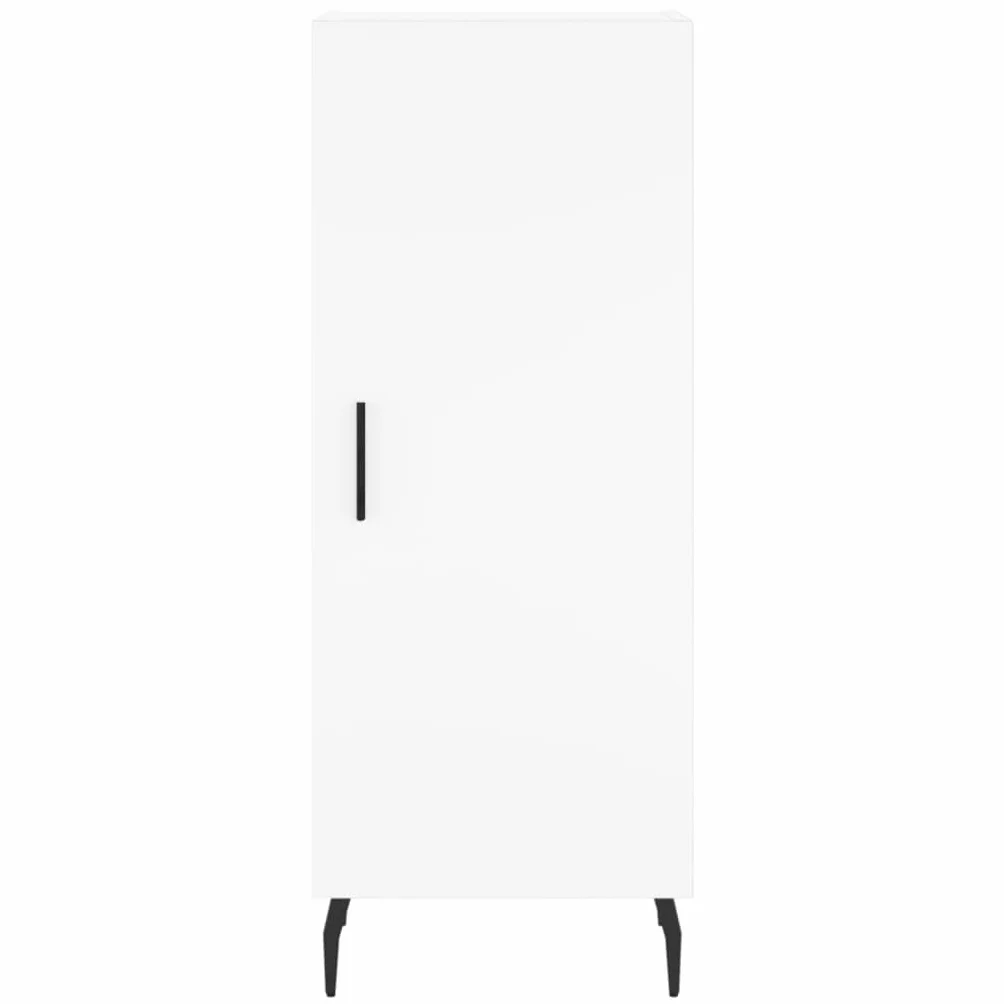 Générique Bufet wysoki biały 34,5x34x180 cm z drewna inżynieryjnego, szafka do przechowywania z metalowymi drzwiami i nogami, duża przestrzeń do przechowywania do organizacji codziennych niezbędnych