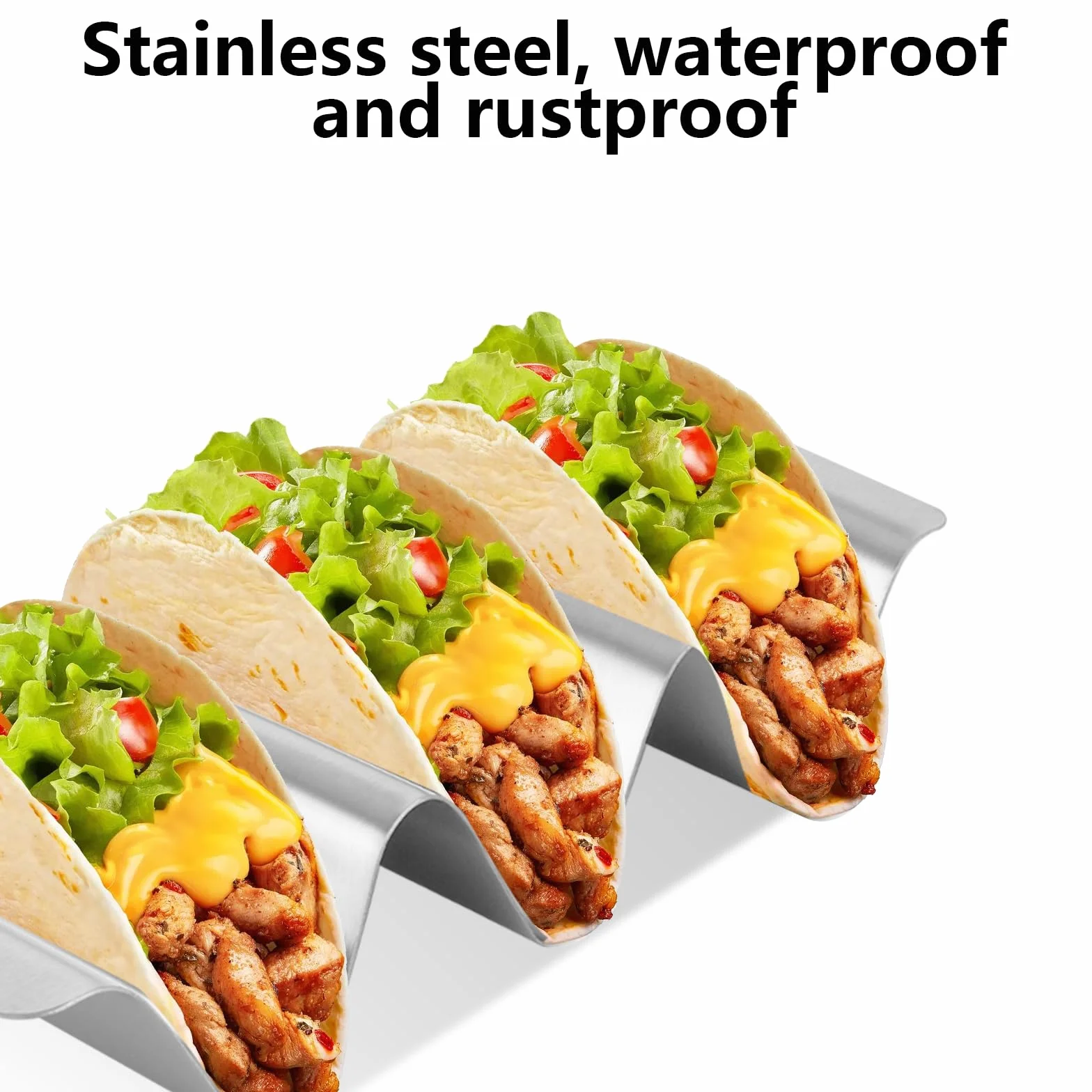 AKOLAFE 6 sztuk uchwytów taco ze stali nierdzewnej, 25 x 10 x 4,5 cm, uchwyt taco z uchwytami, stojak na hot dogi, stojak w kształcie litery U, taco rack Dino na taco, kanapki, chleb, hot dogi i gofry