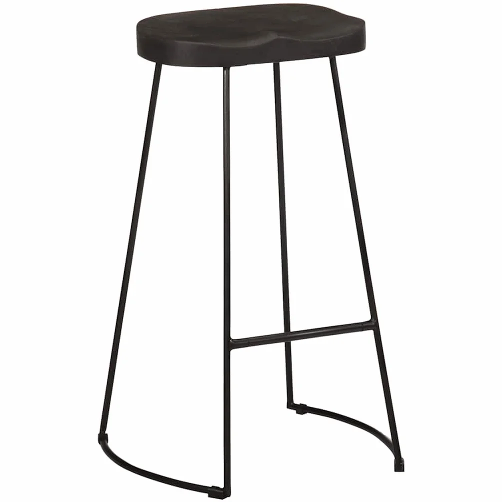 vidaXL Hokery barowe 2 szt. Czarny 45x40x78 cm Drewno lite Mango, krzesło, hoker kuchenny, krzesło bistro, hoker śniadaniowy, krzesło barowe