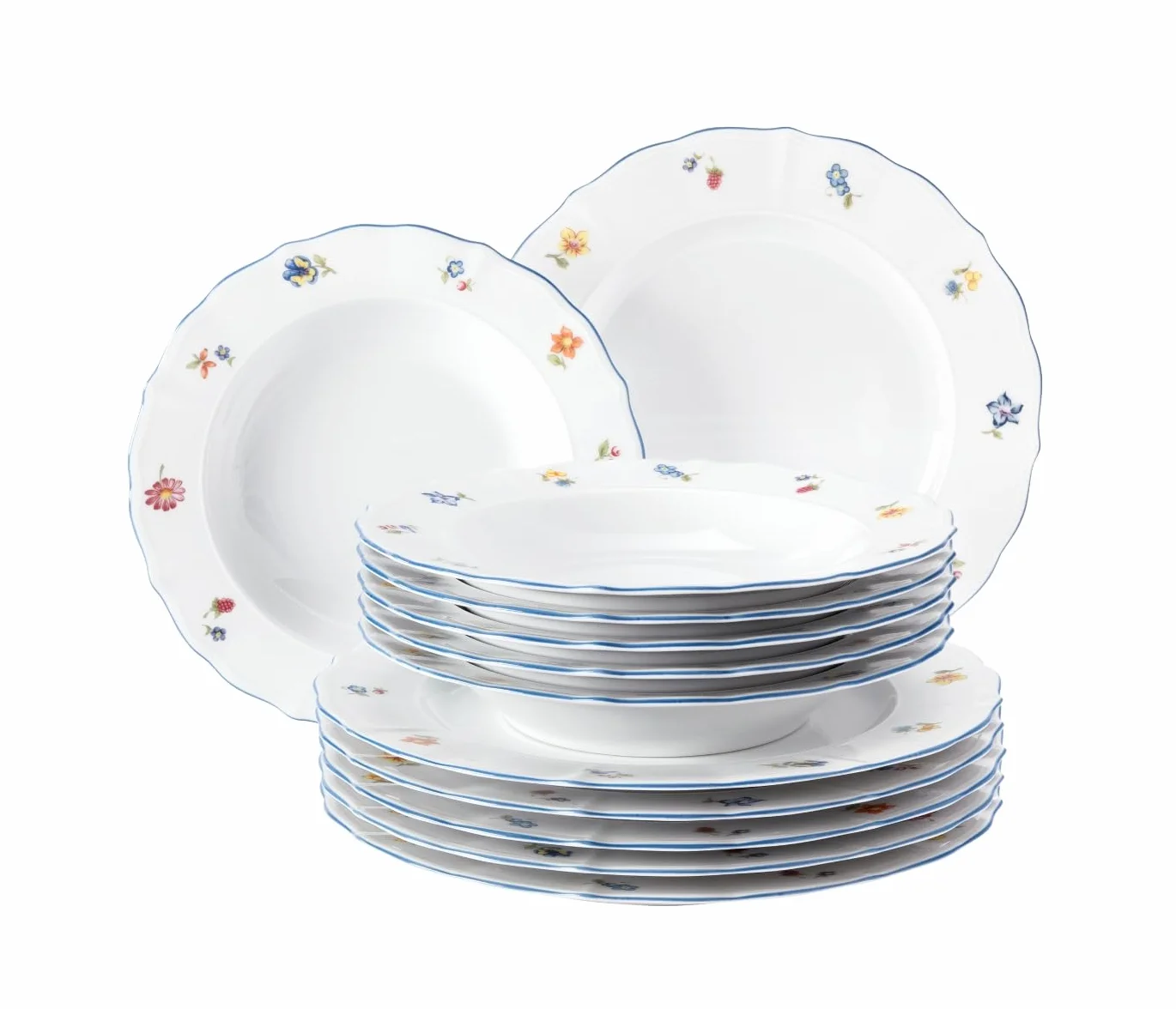 Seltmann Weiden 001.717236 12-częściowy serwis stołowy Sonate Nostalgie, 32,3 x 32,3 x 23,5 cm, biały