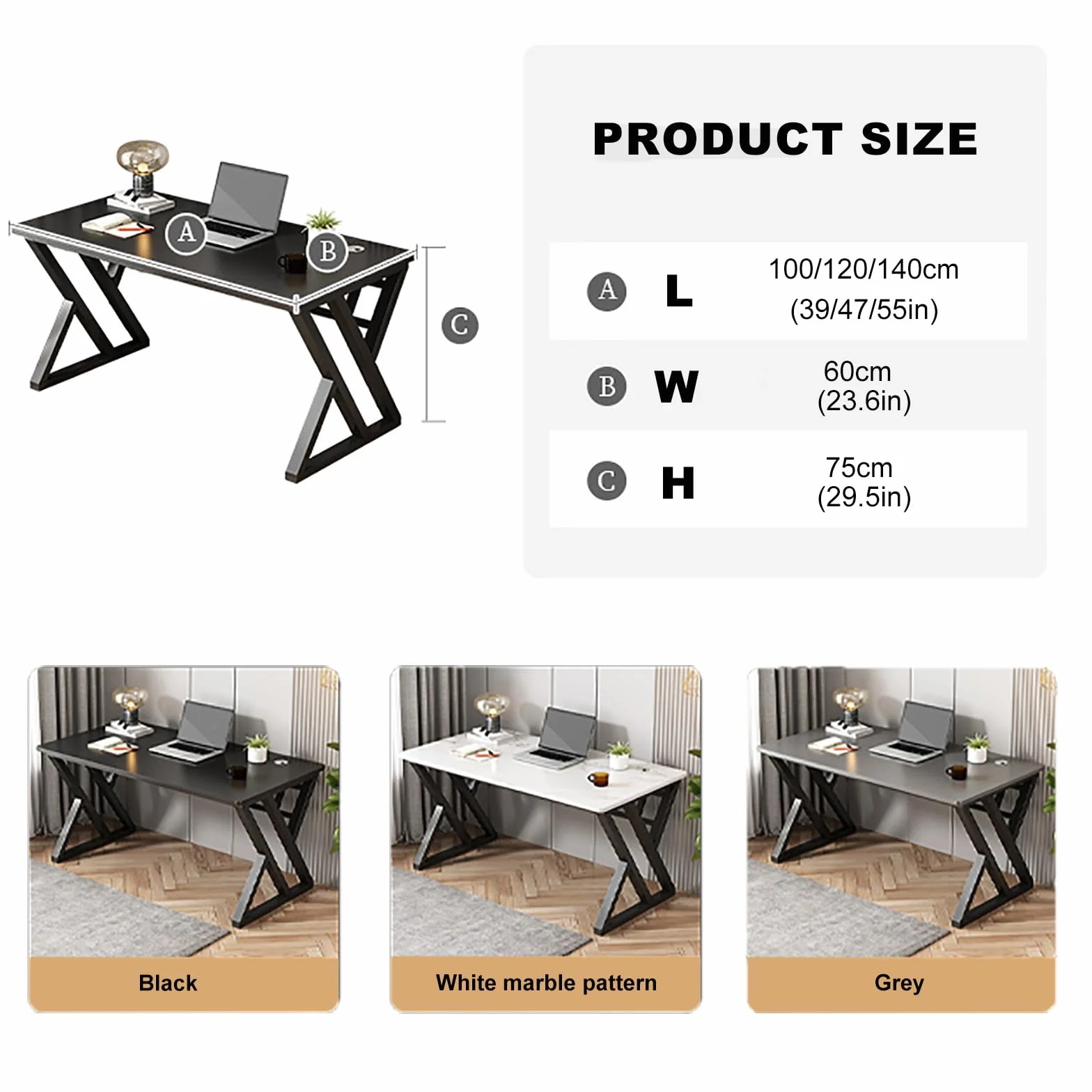 Duże nowoczesne przemysłowe biurko komputerowe – ergonomiczna drewniana stacja robocza do gier do domowego biura, gabinetu kierowniczego i konferencji, stylowy design dla zwiększonej produktywności