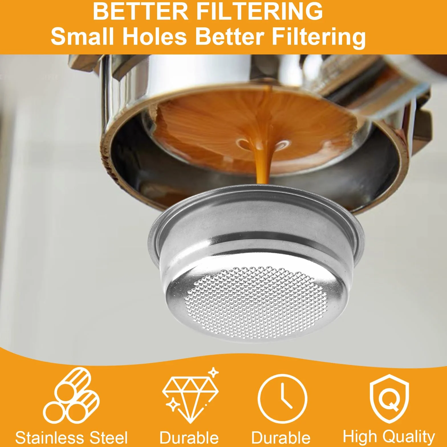 Sitko do kawy 51 mm, stali nierdzewnej, espresso, Delonghi, kosz filtrujący, 8-10 g