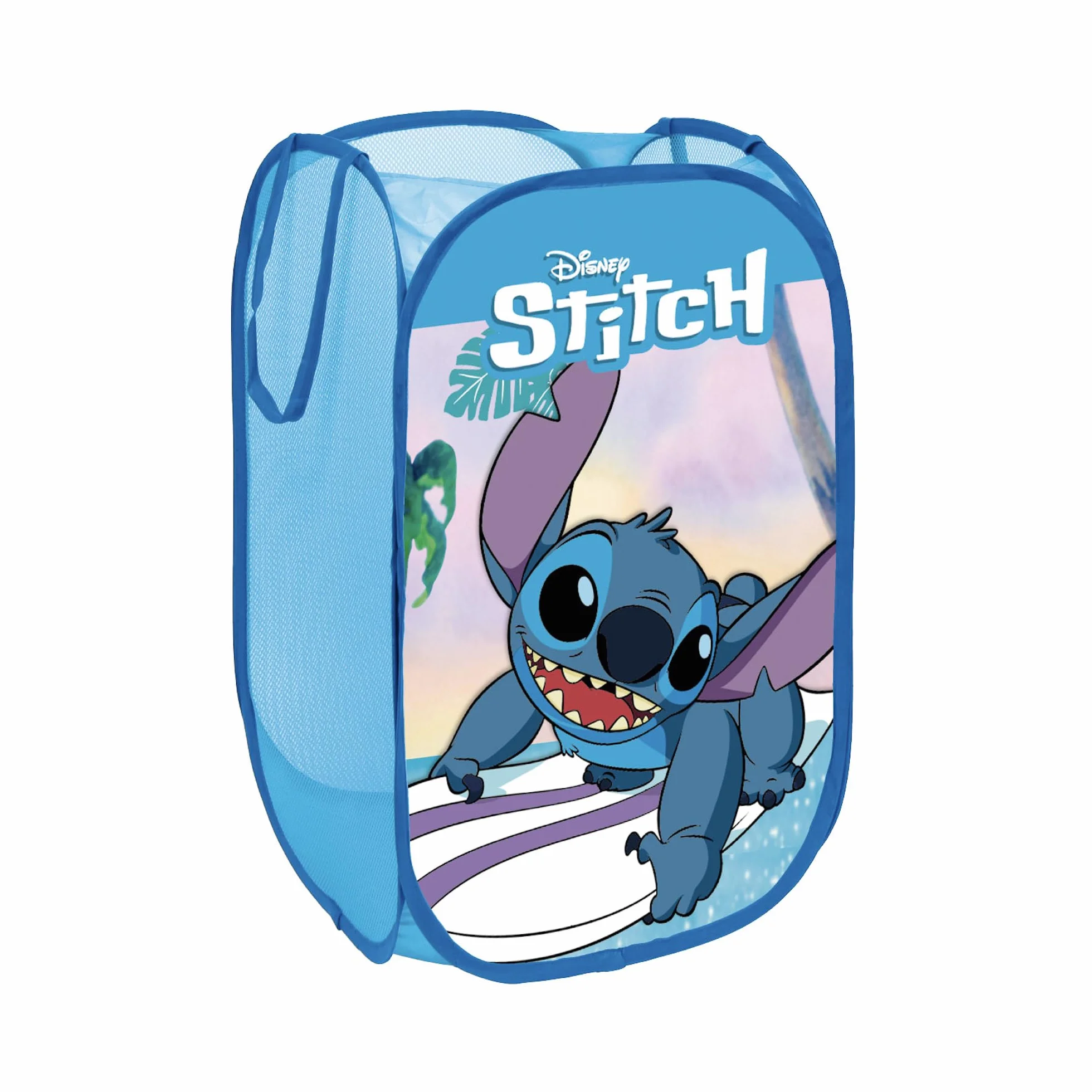 SUPERDIVER - Składany Kosz na Zabawki i Ubrania Stitch - Oficjalna Licencja Disney - Idealny do Przechowywania - 36x36x58 cm - Łatwy w Użyciu i Przechowywaniu - Dla Dzieci
