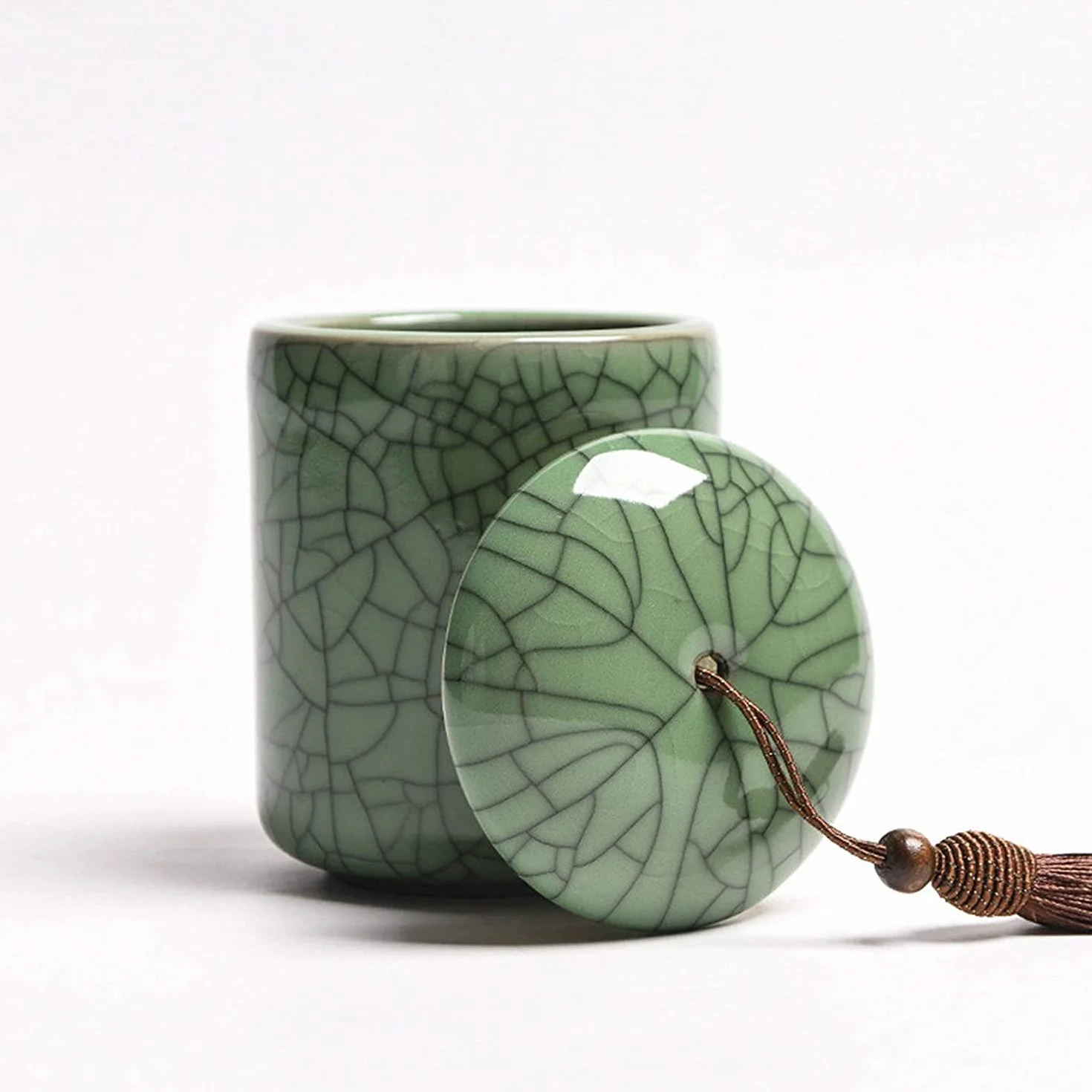 Herbata Kawa Pojemniki na cukier, pojemniki do przechowywania Puszka kawę Ceramiczny słoik Puszki herbatę Seledyn Pu'er Tea Caddy Small
