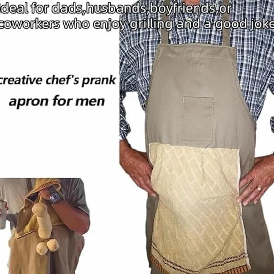 Chef's Prank Apron, Works Apron for Prank Adult Hilarious Creative Prank Aprons, humorystyczny fartuch szefa kuchni, fantazyjny fartuch, niespodzianka ukrywanie się w kieszeni śmieszne prezenty